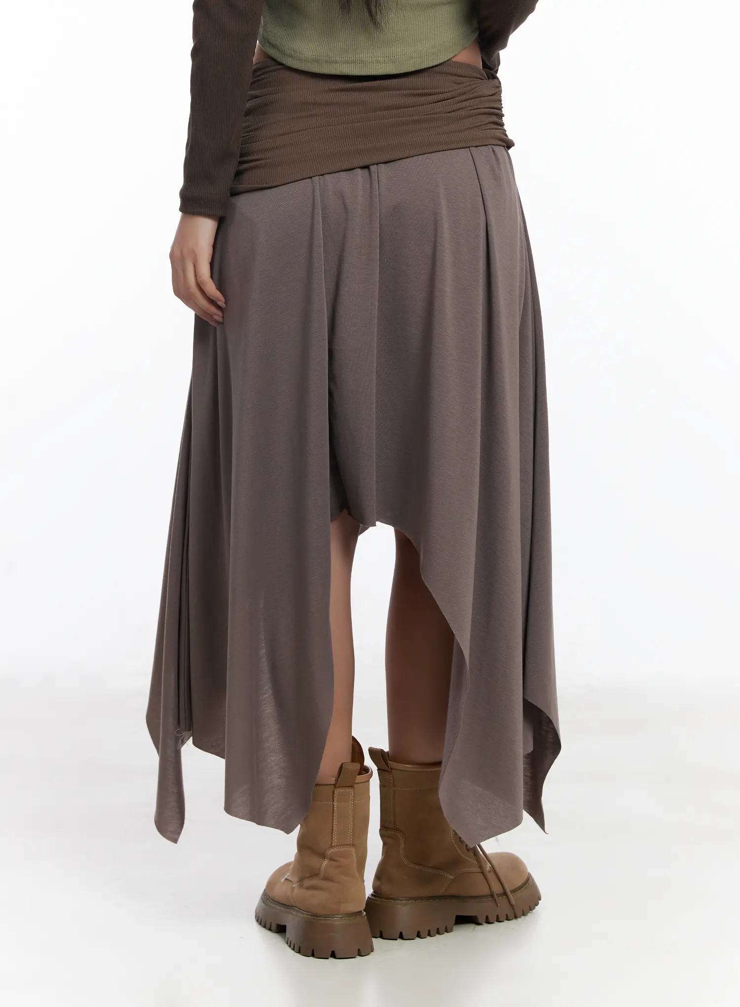 Asymmetric Shirred Maxi Skirt CJ515 - Image 6