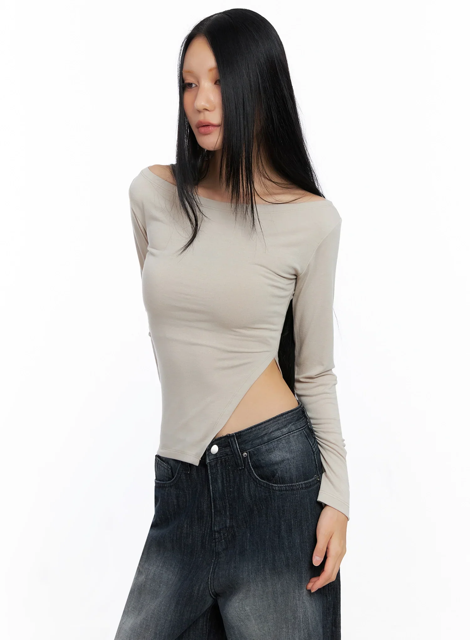 Asymmetric Side-Slit Off-Shoulder Top IO517 - Image 8
