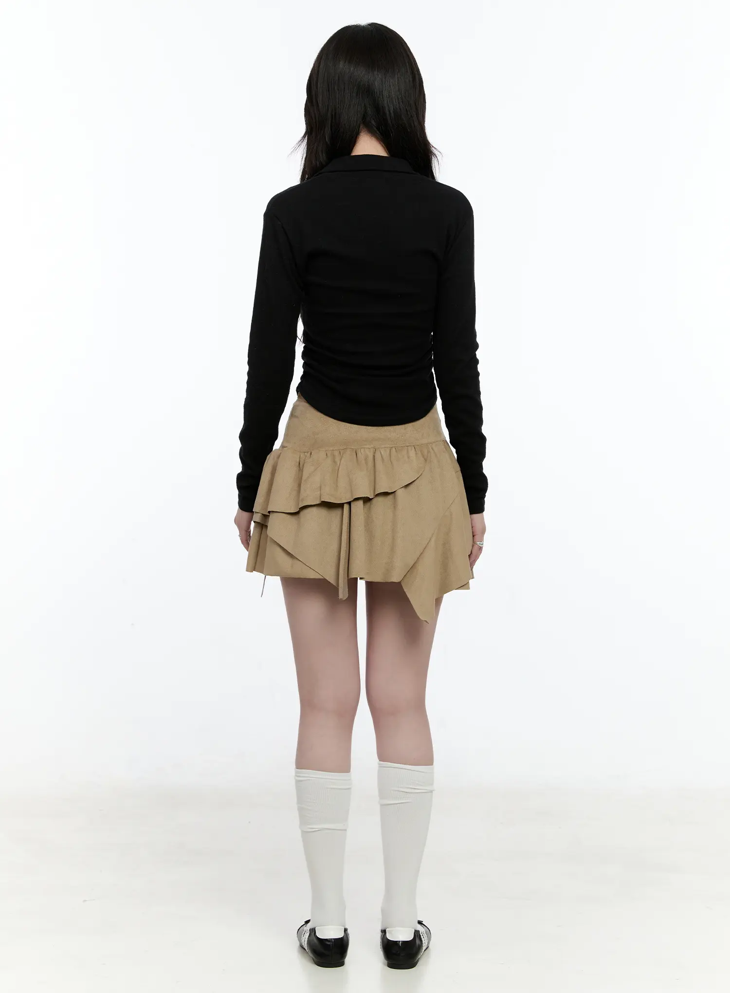 Asymmetric Suede String Tie Skirt CN517 - Image 5