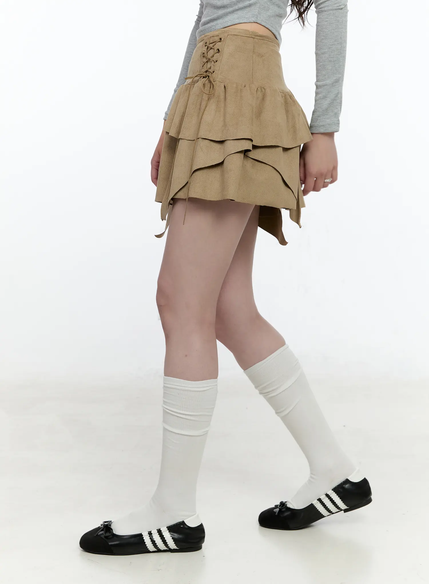 Asymmetric Suede String Tie Skirt CN517 - Image 6