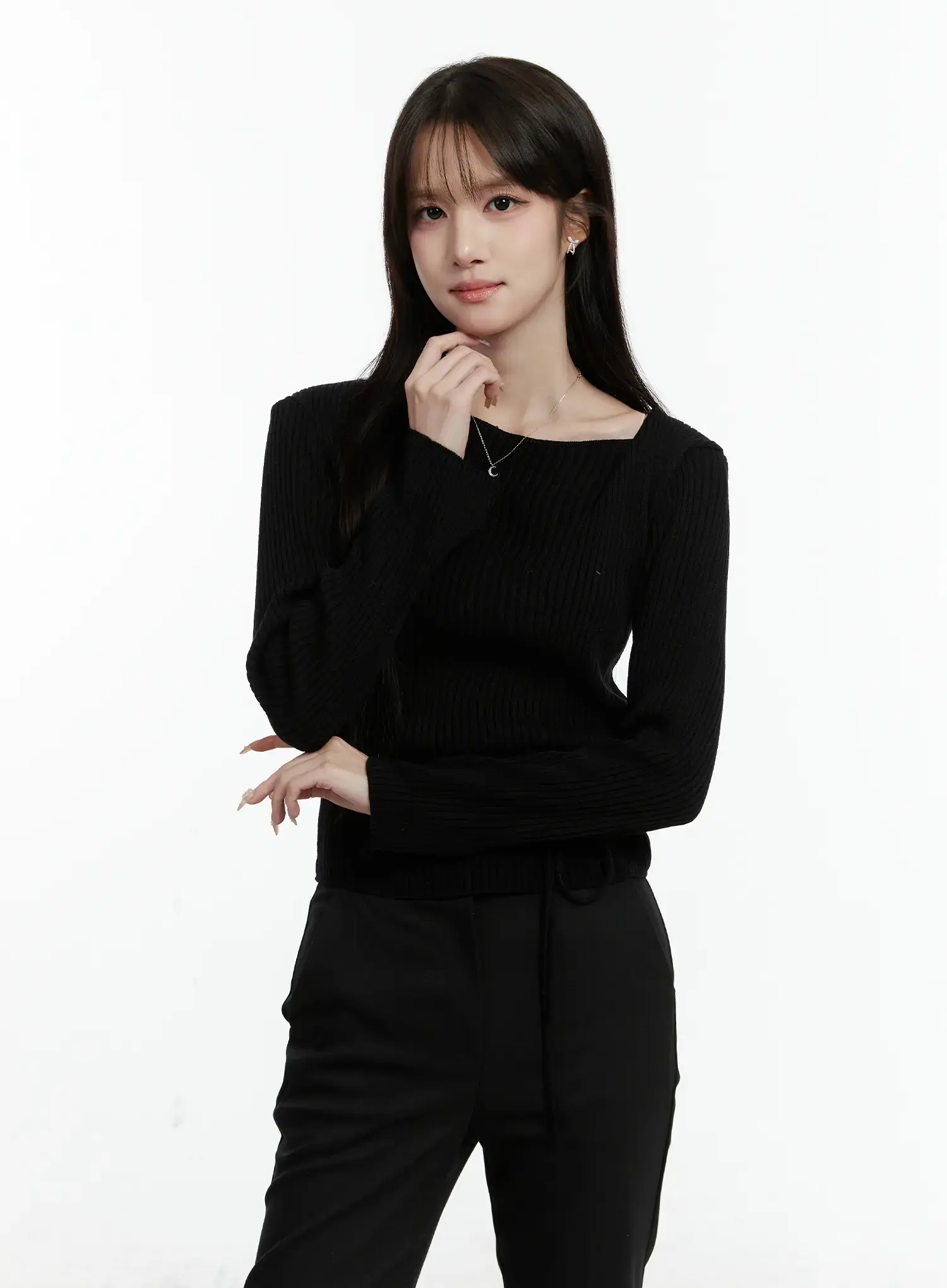 Asymmetrical Boat Neck Knit Top CD523 - Image 10