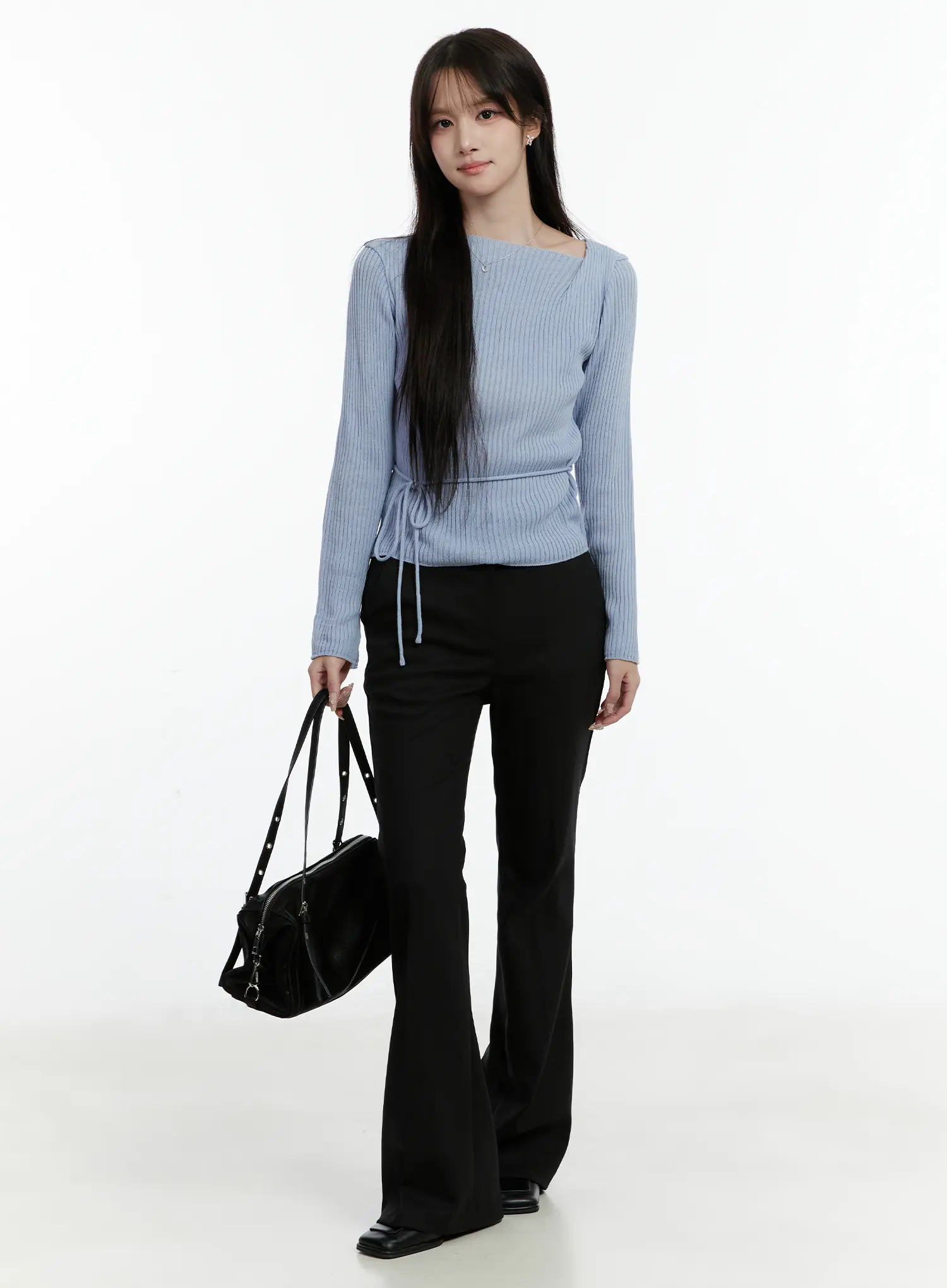 Asymmetrical Boat Neck Knit Top CD523 - Image 3