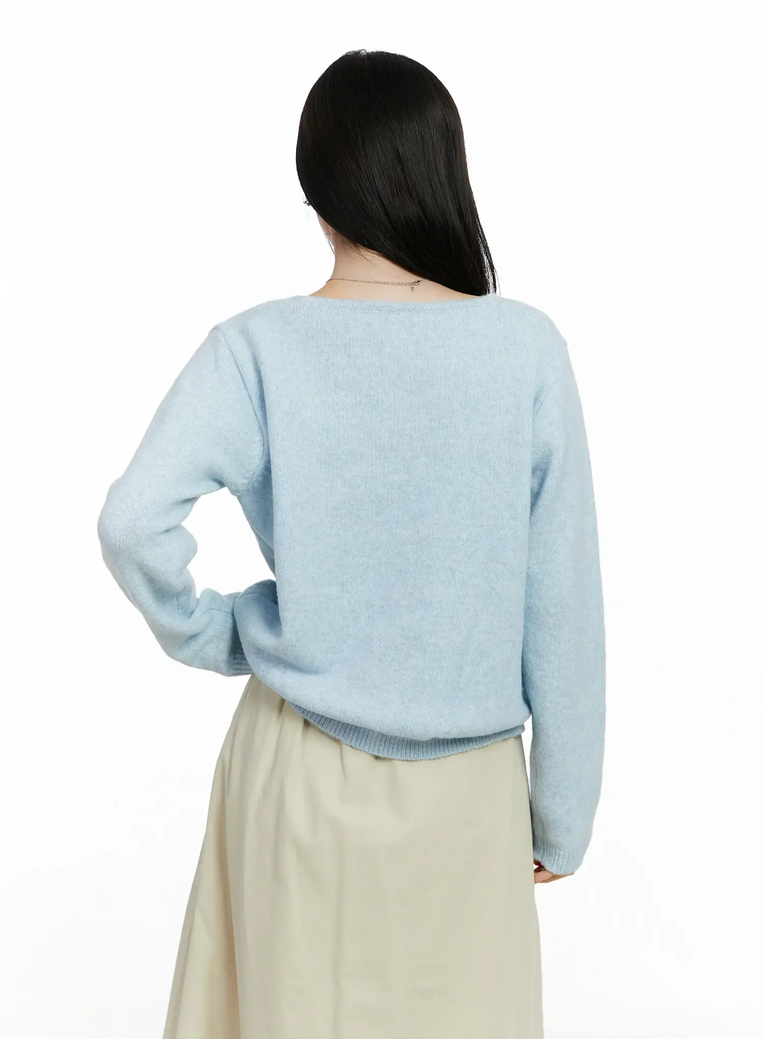 Asymmetrical Button Long Cardigan F502 - Image 8