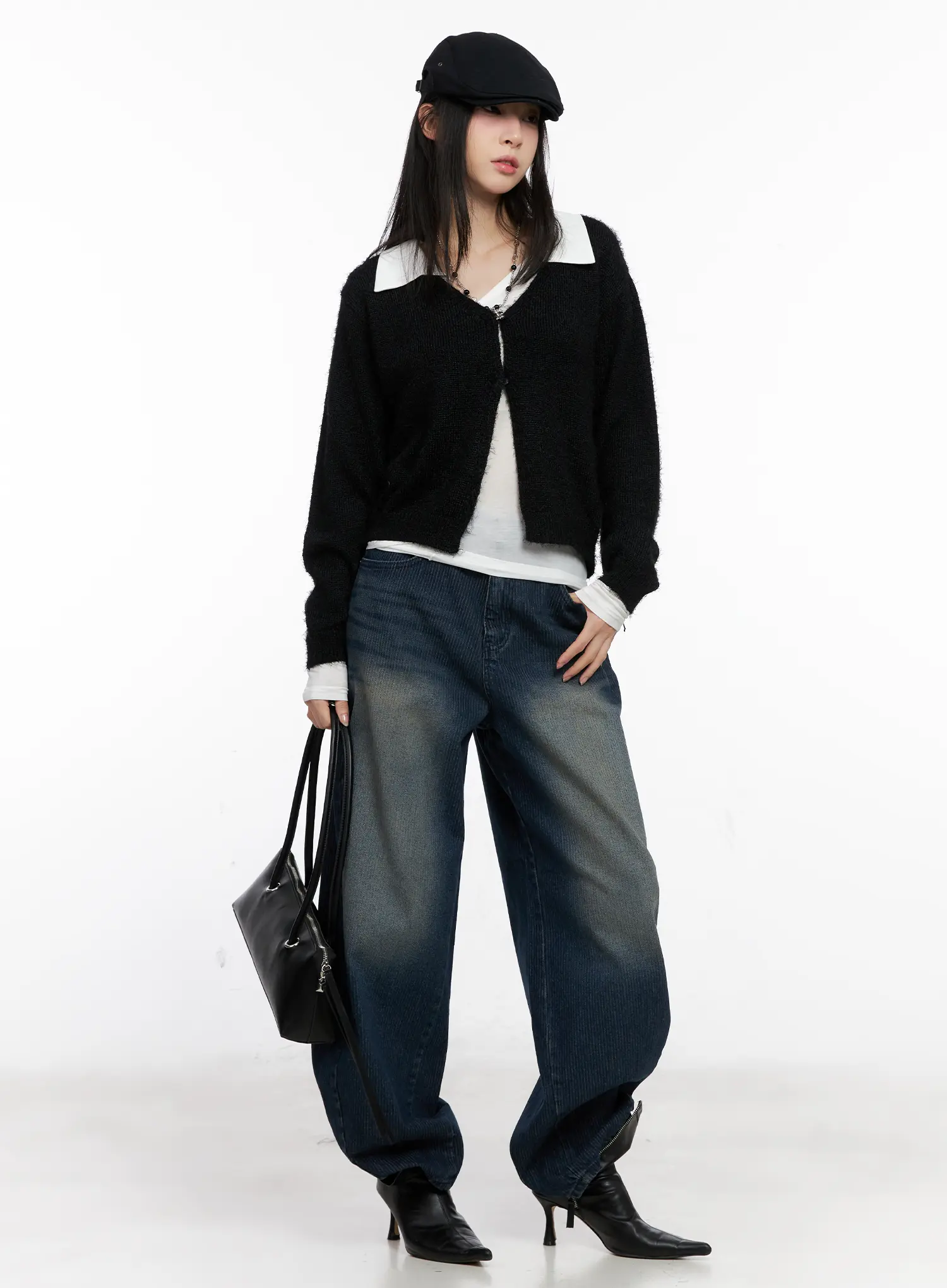 Asymmetrical Collar Slim Fit Long Sleeve Top CG526 - Image 8