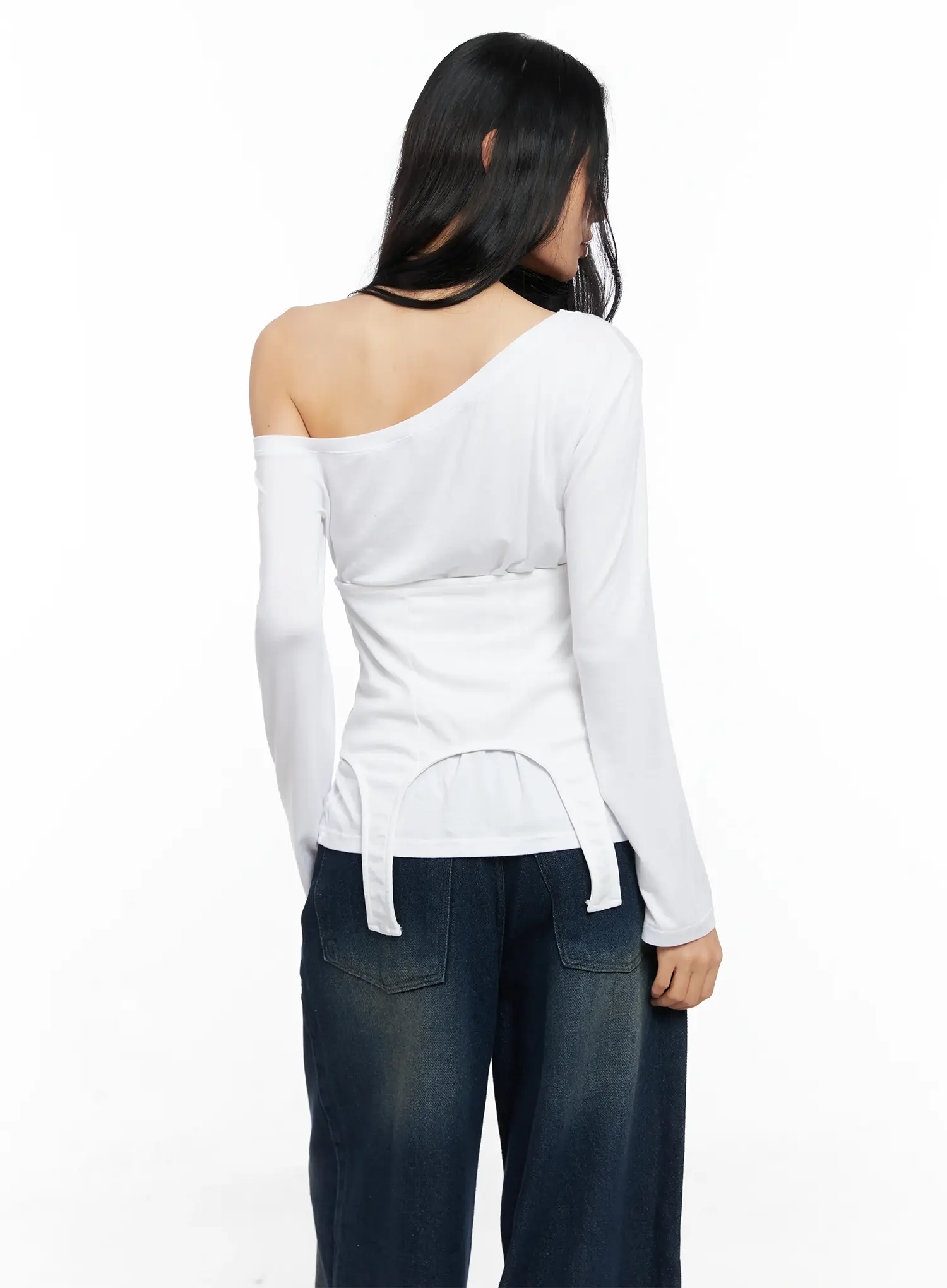 Asymmetrical Corset Long Sleeve Tee CO528 - Image 7
