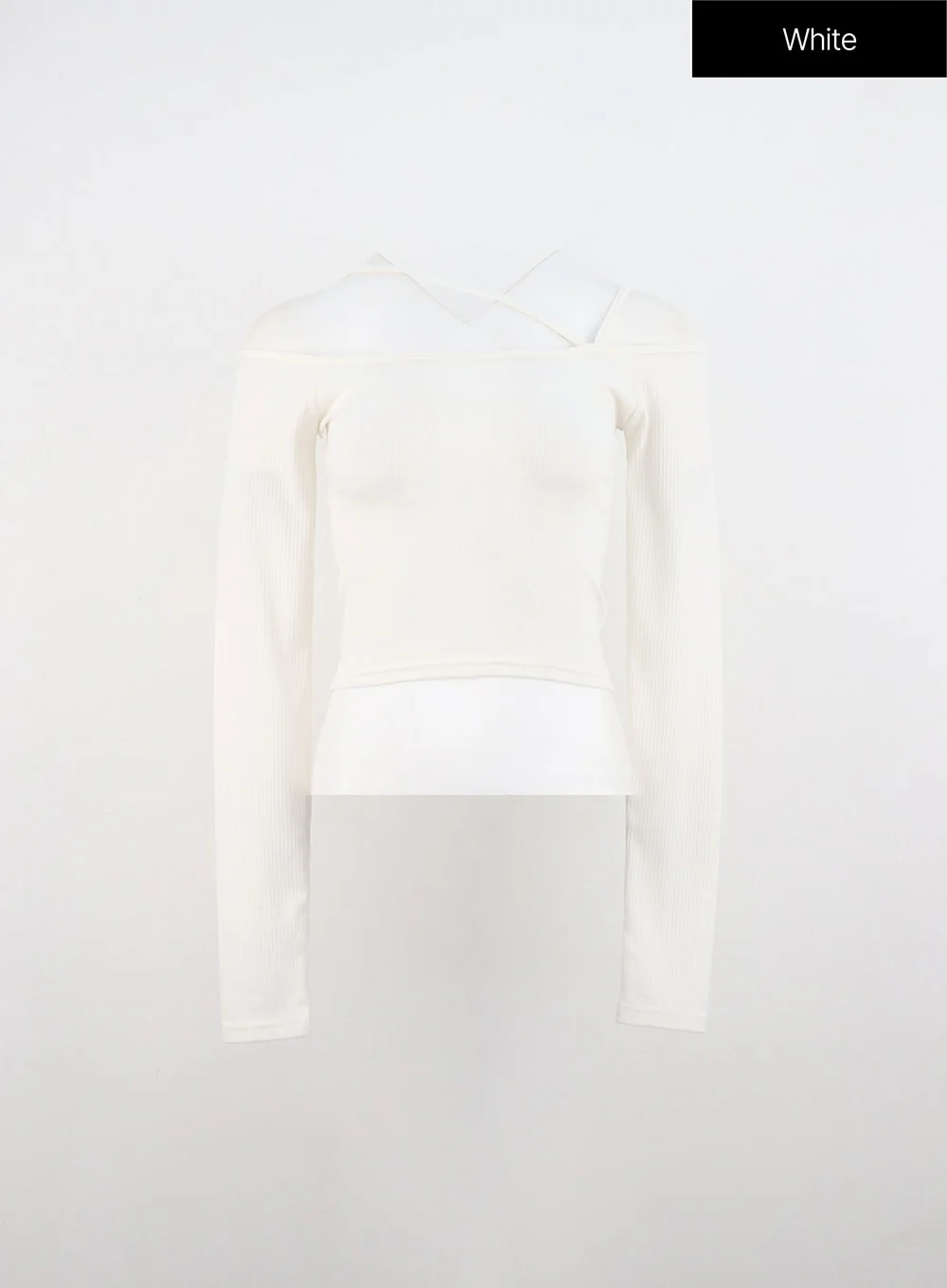 Asymmetrical Neck Off Shoulder Crop Tee IN327 - Image 8