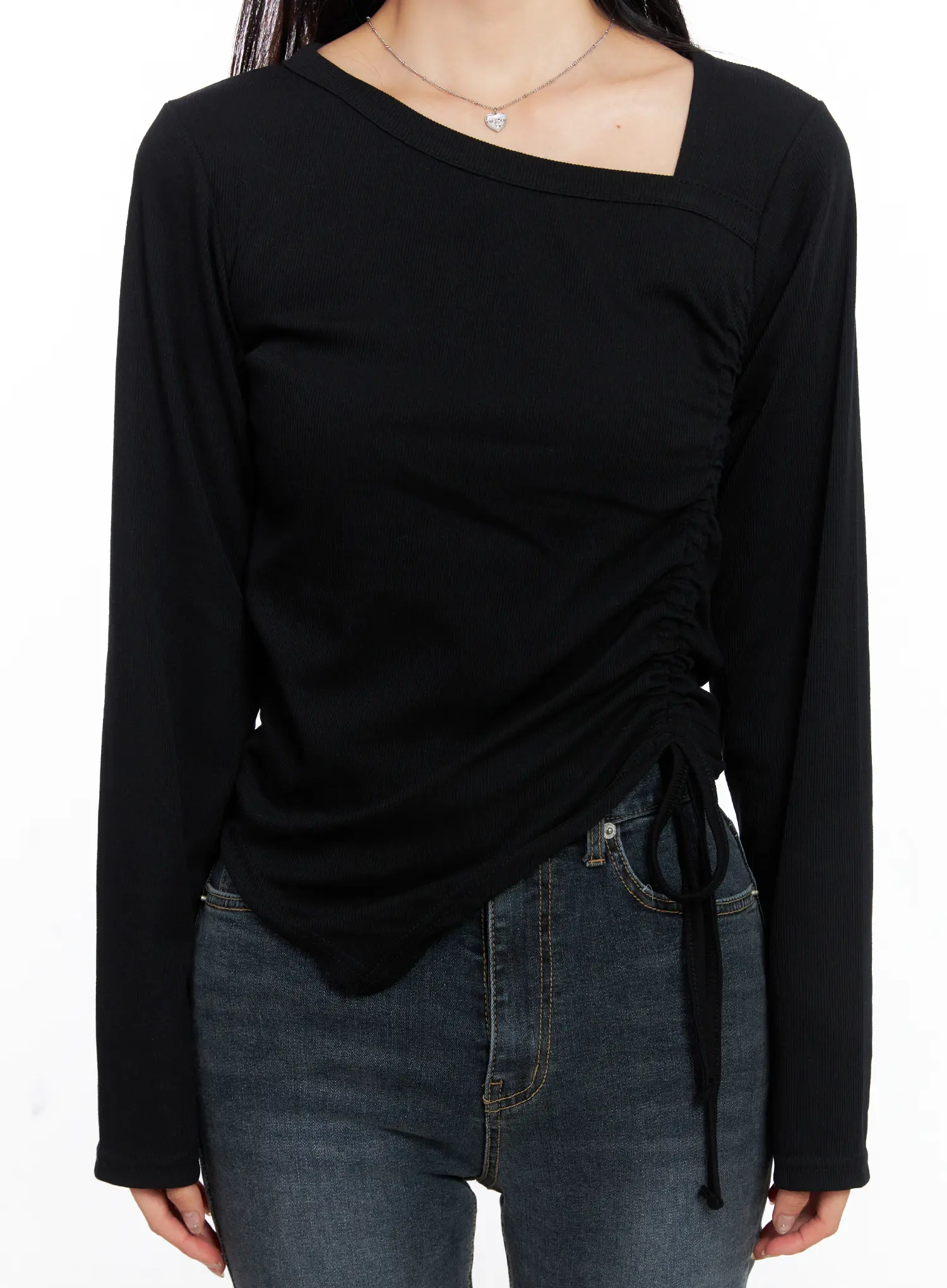 Asymmetrical Neck Ruched Top CS523 - Image 4