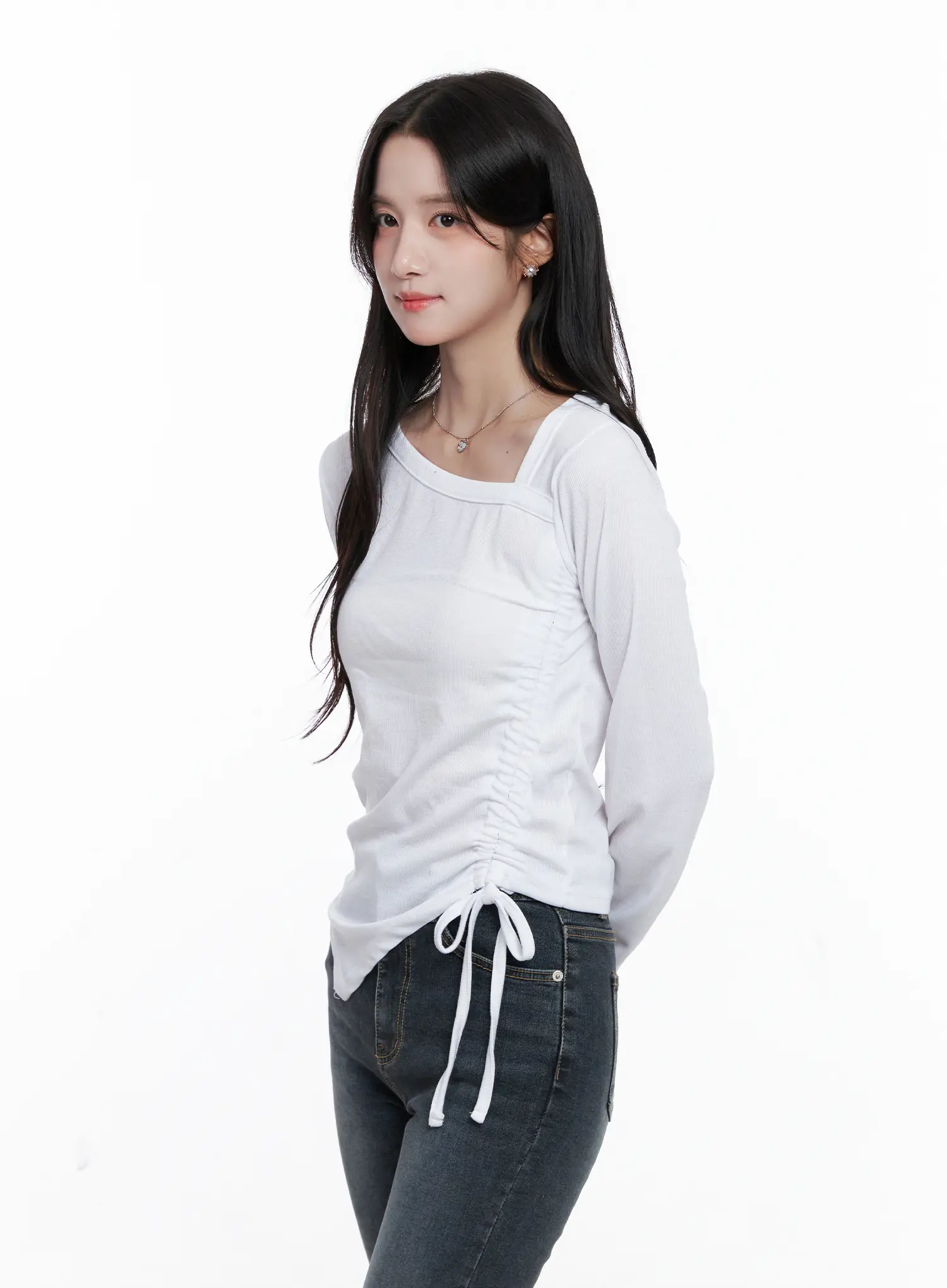 Asymmetrical Neck Ruched Top CS523 - Image 9