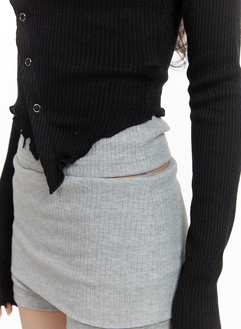 Asymmetrical Neck Solid Button Long Sleeve Top CA402 - Image 4