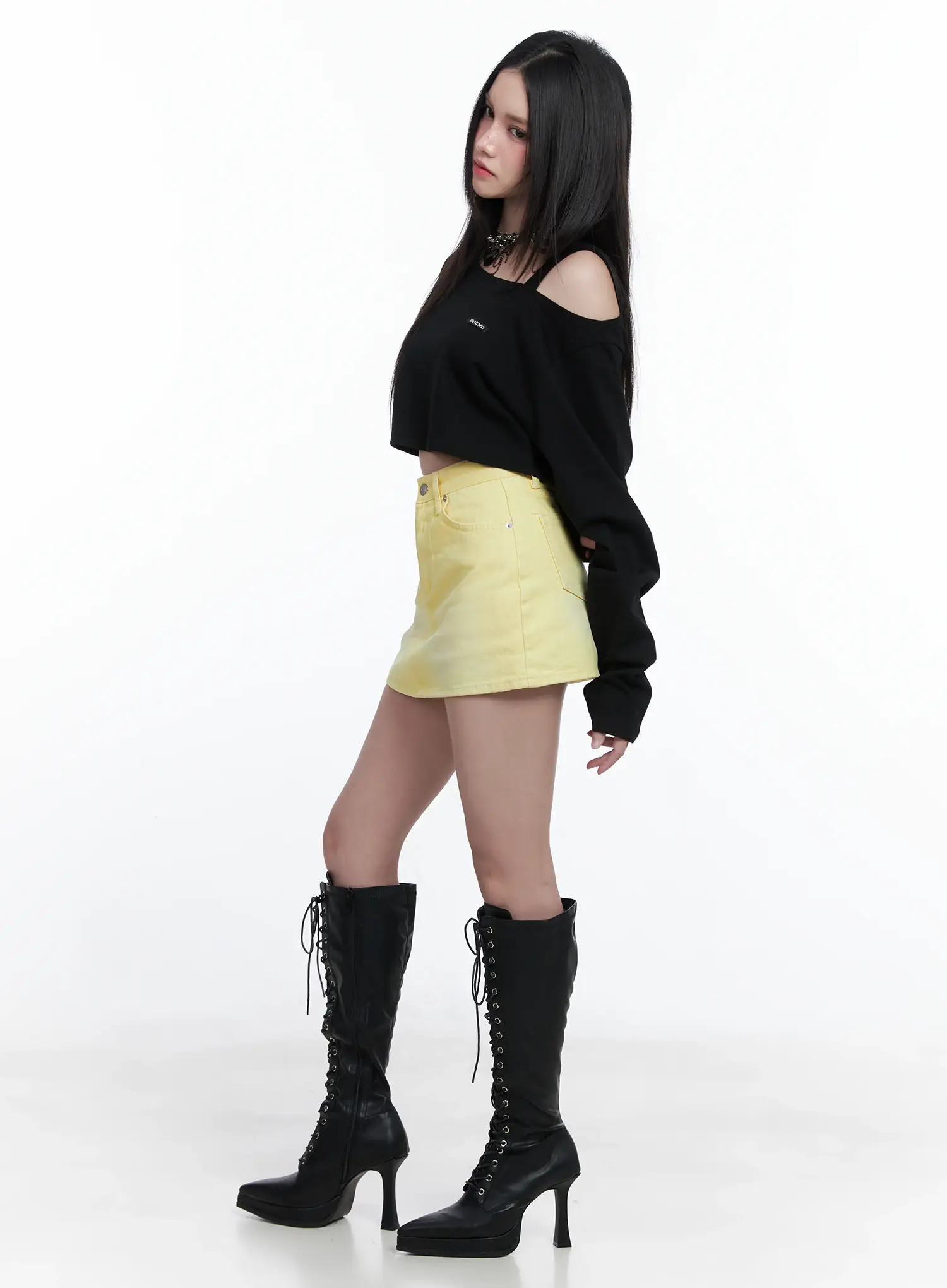 Asymmetrical Off-Shoulder Crop Top CS525 - Image 6