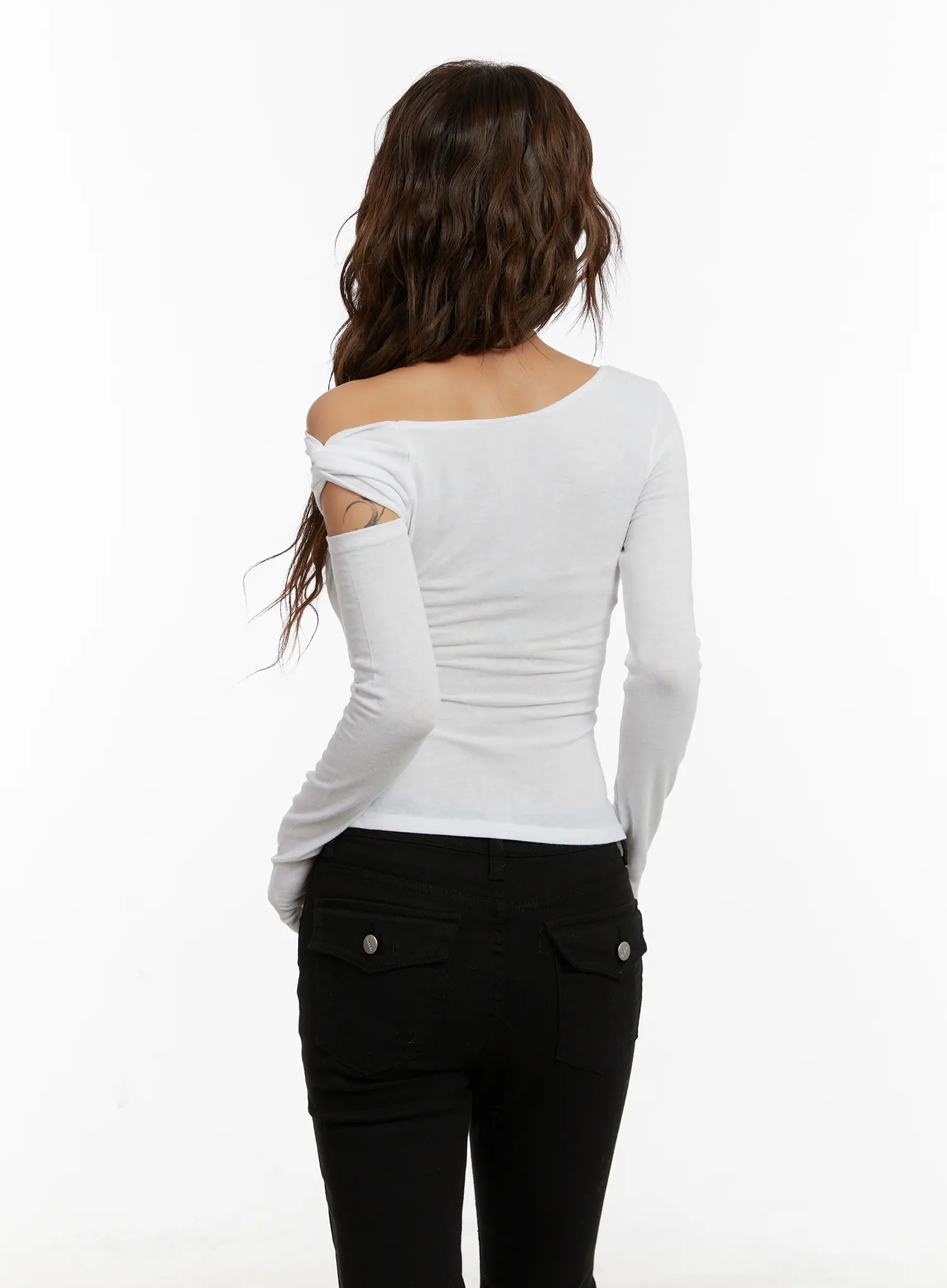 Asymmetrical Off-Shoulder Long Sleeve Top CD512 - Image 7