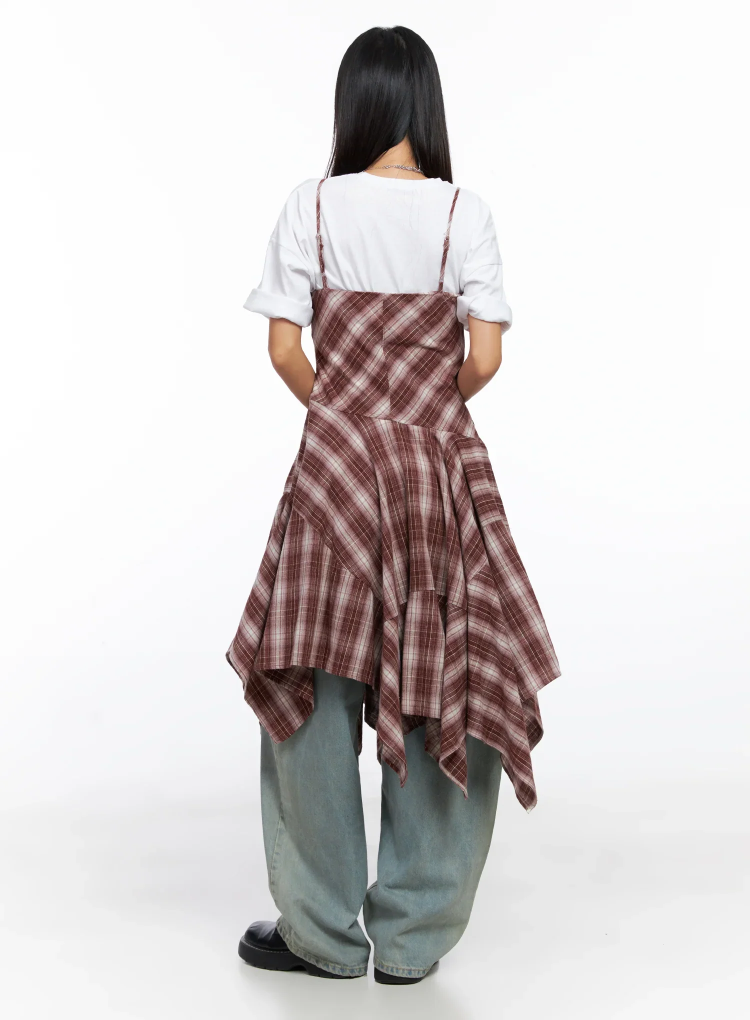 Asymmetrical Plaid Maxi Dress CO515 - Image 5