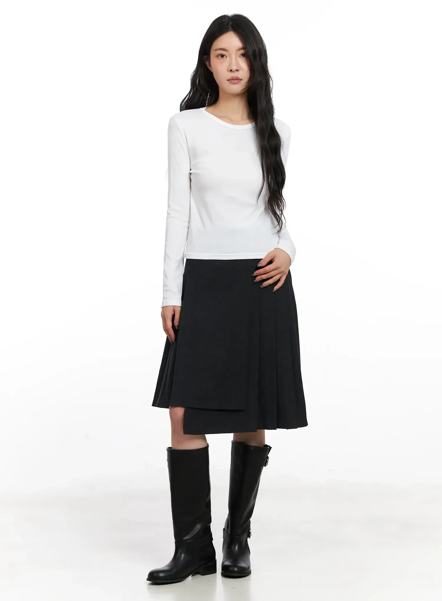 Asymmetrical Pleated Midi Skirt IN528 - Image 8