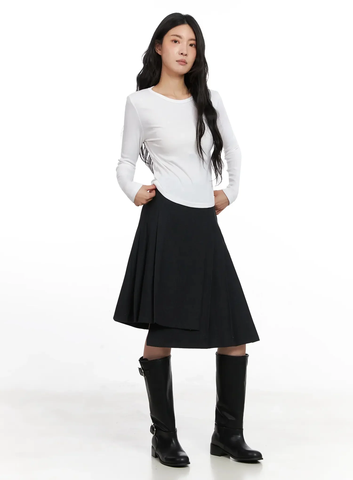 Asymmetrical Pleated Midi Skirt IN528 - Image 9