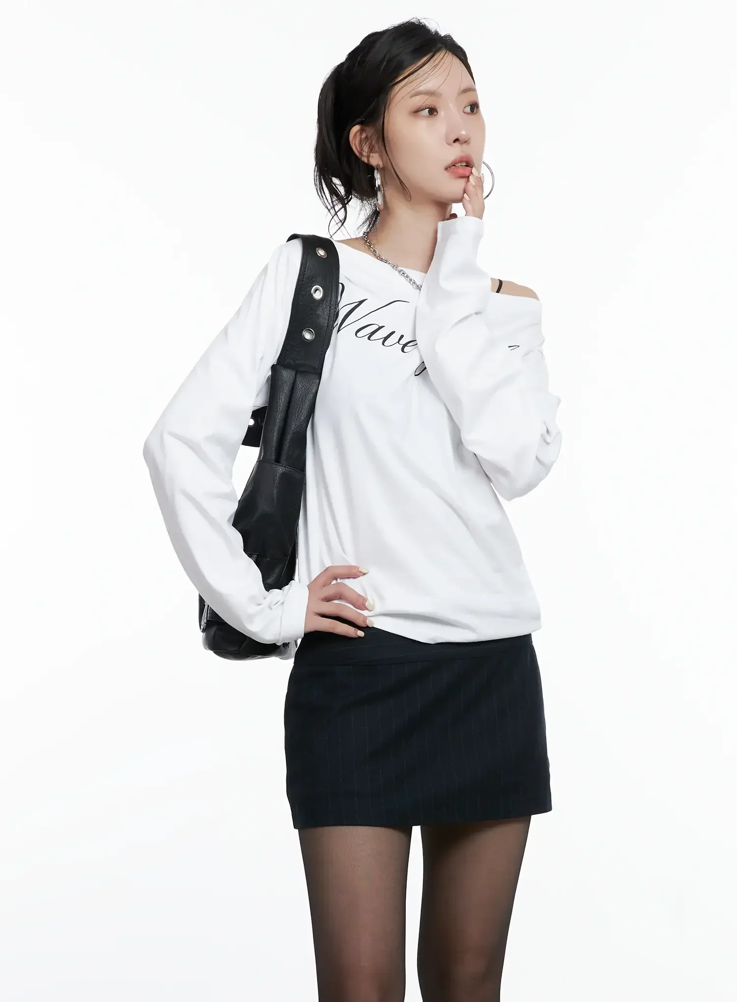 Asymmetrical Shoulder Long Sleeve Top CS512 - Image 3