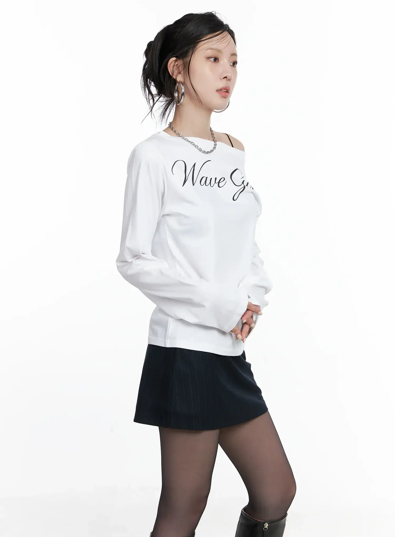 Asymmetrical Shoulder Long Sleeve Top CS512 - Image 5