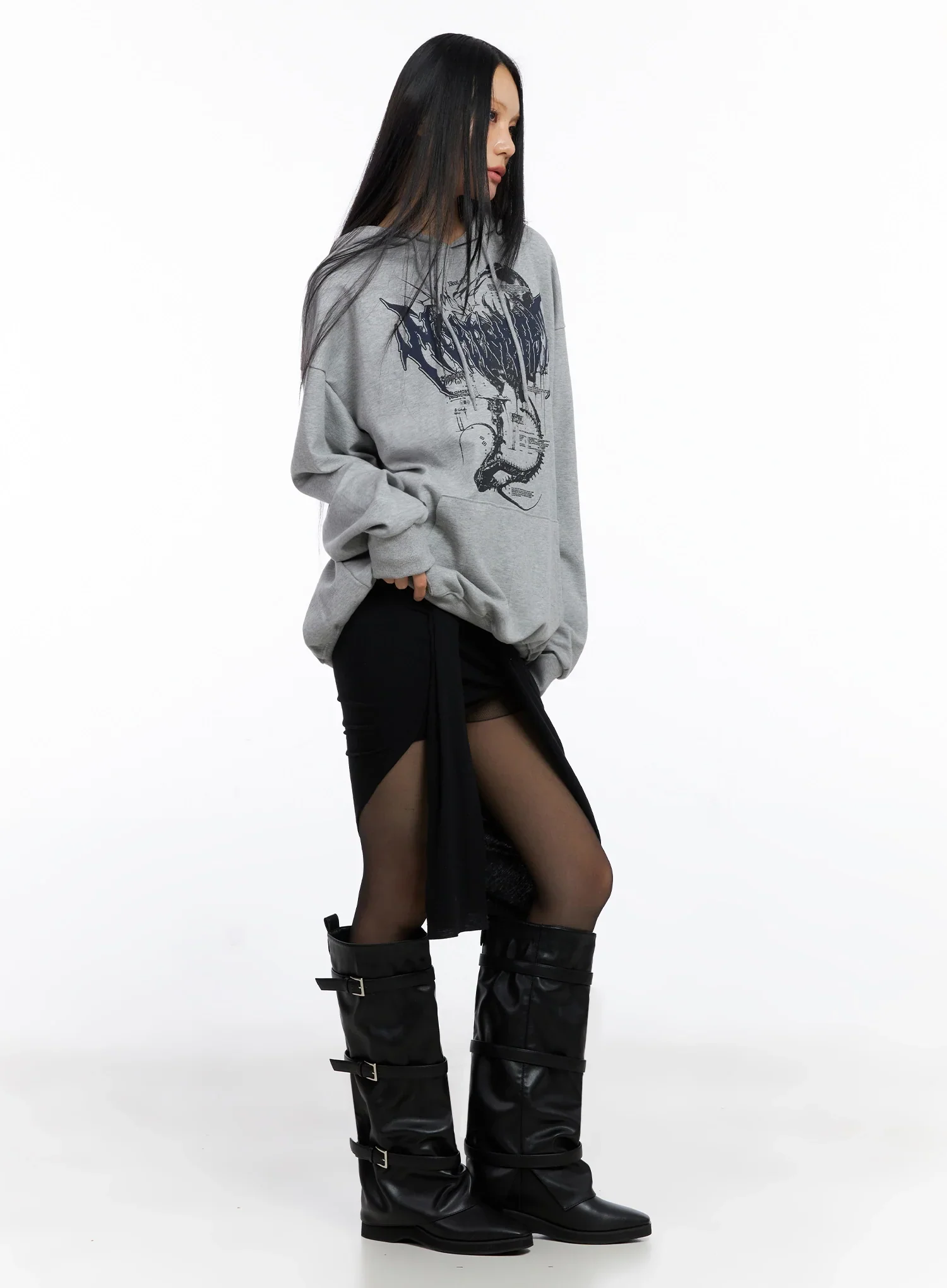Asymmetrical Slit Midi Skirt IO516 - Image 11