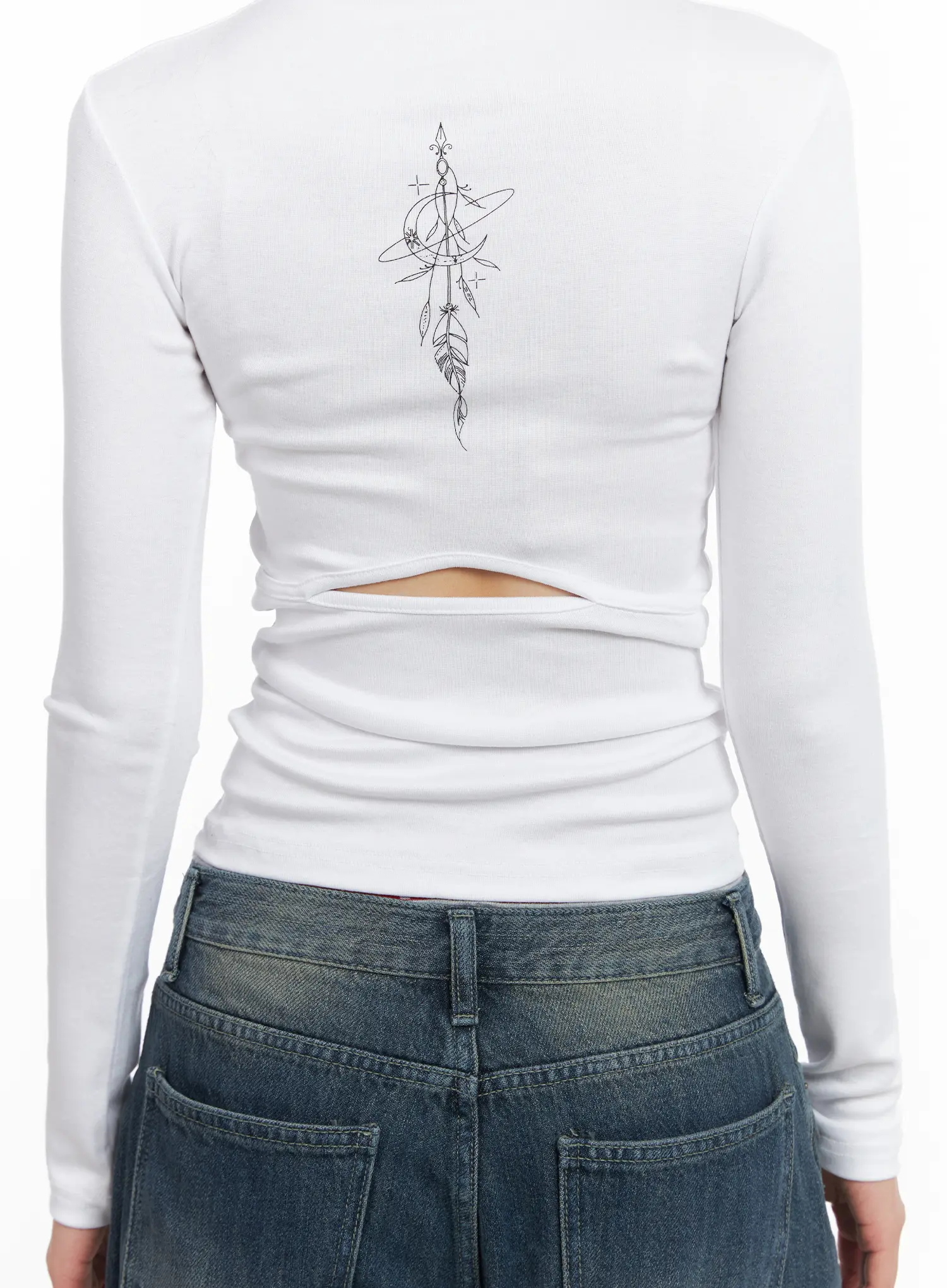 Back Cut-Out Mock Neck Long Sleeve Top CD509 - Image 7