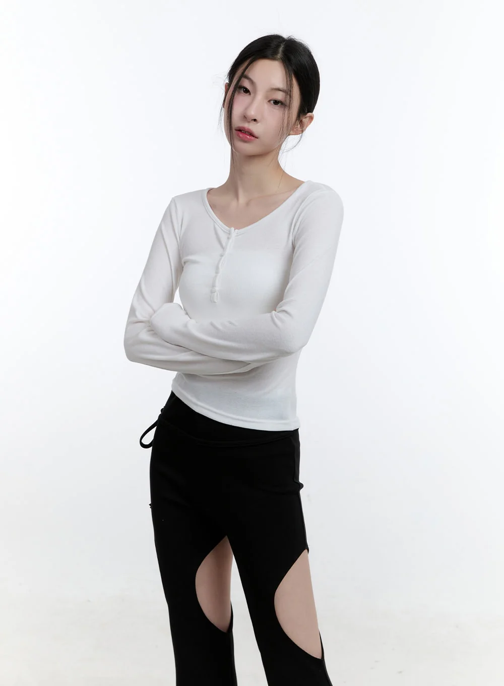 Back Cut-Out Slim-Fit Long Sleeve Top CJ521 - Image 10