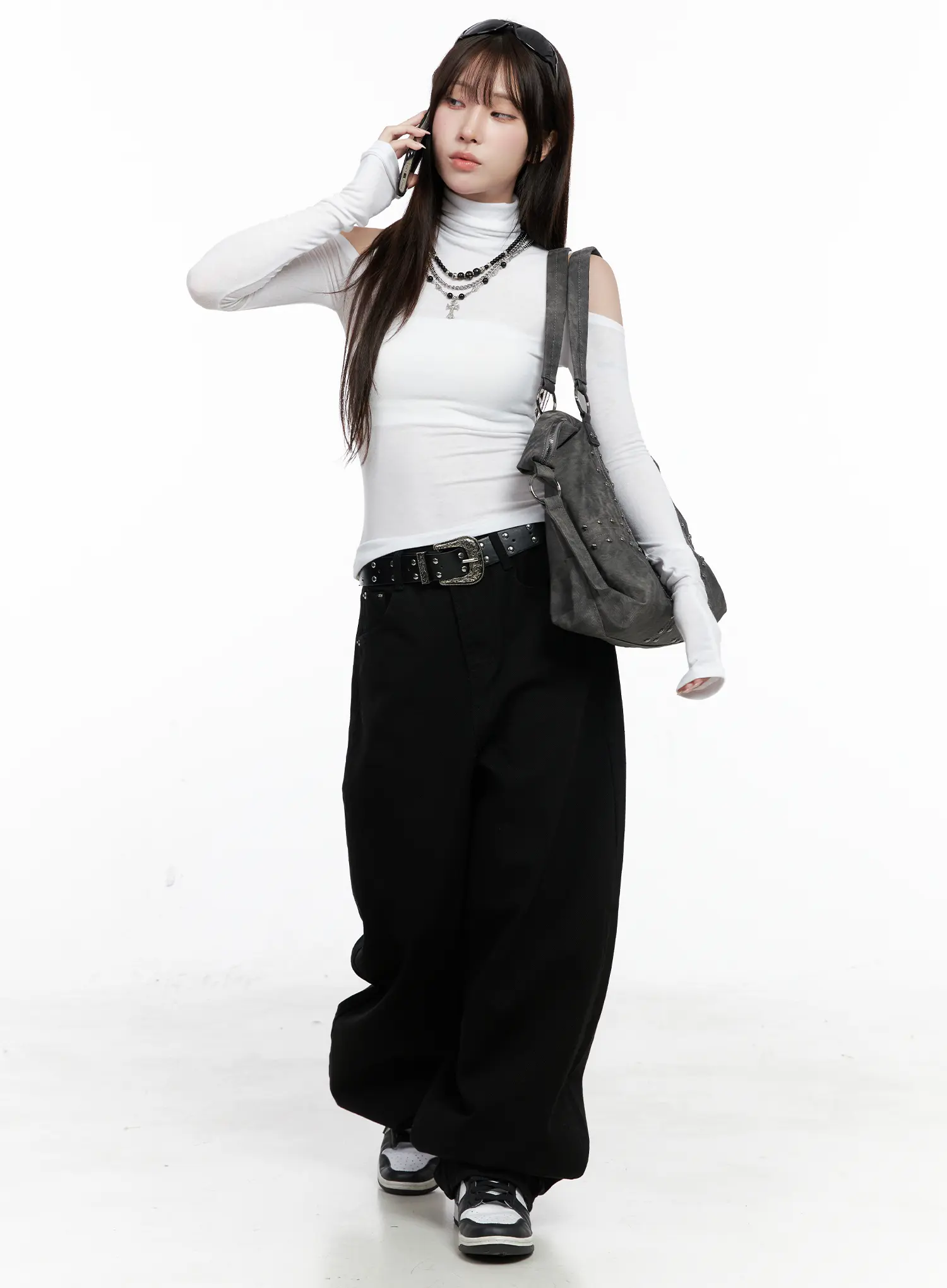Baggy Black Graphic Cotton Pants CO521 - Image 6