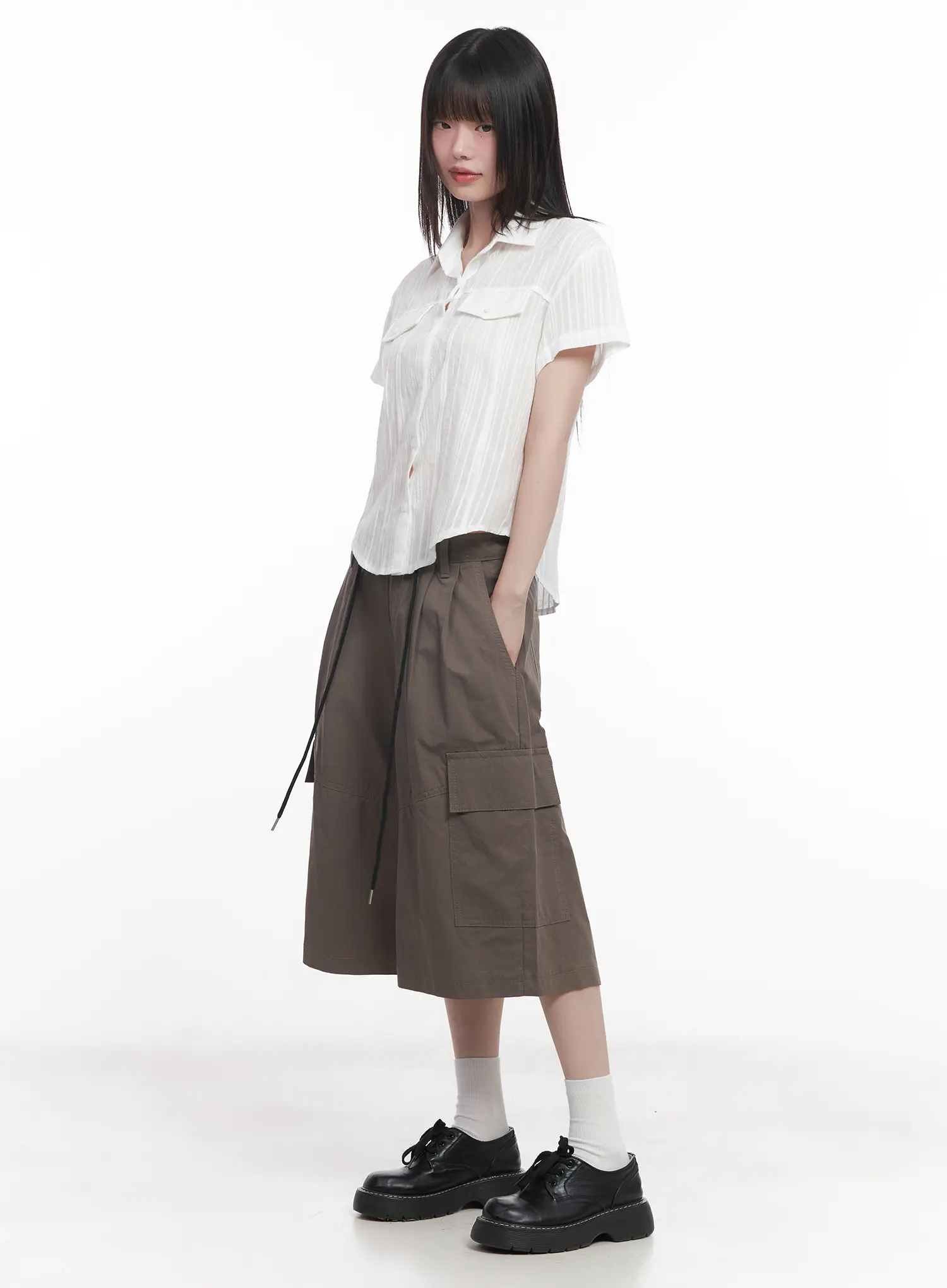 Baggy Pocketed Cargo Shorts CU518 - Image 6