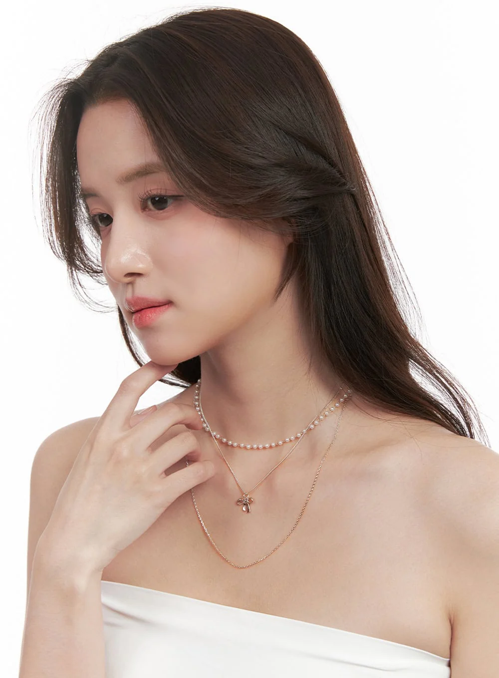 Baron Three-Line Ribbon Necklace IJ516 - Image 4