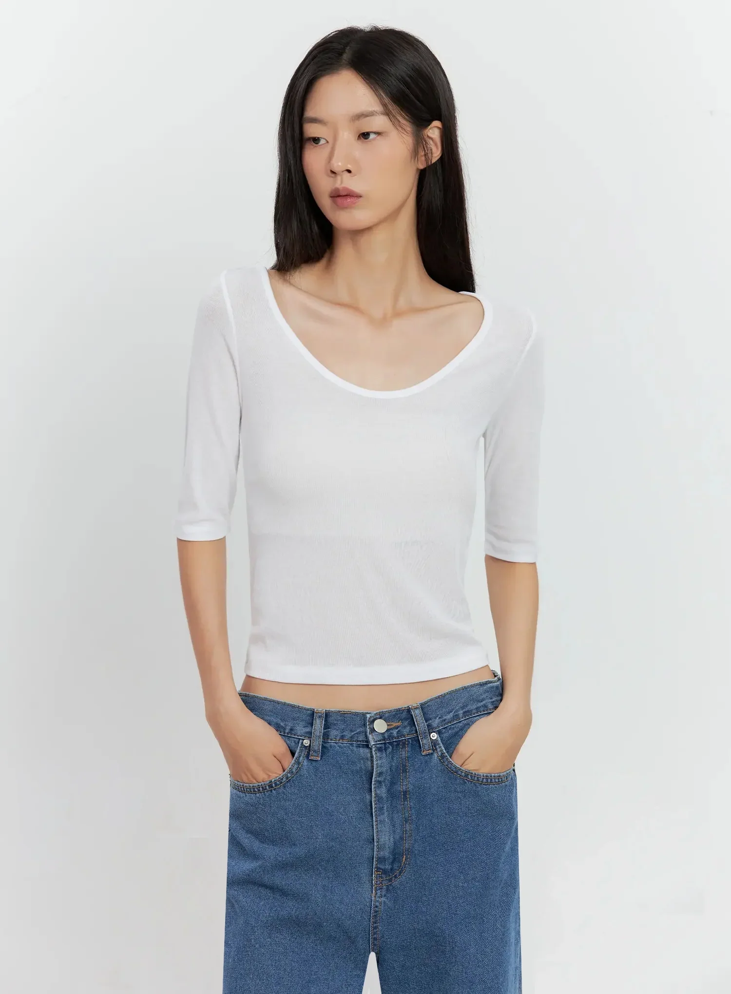 Basic 3/4-Sleeve Top IL528 - Image 19