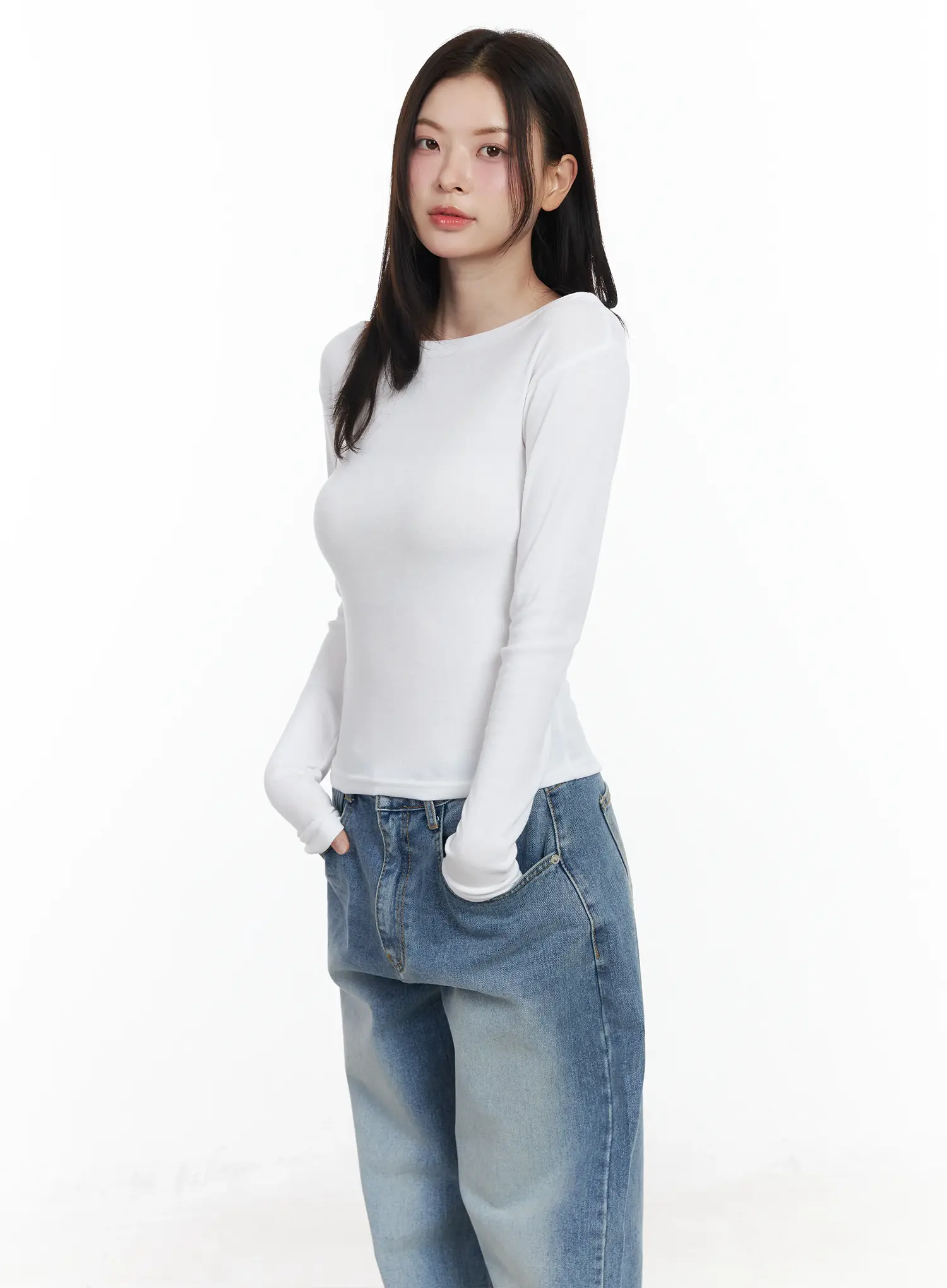 Basic Boat Neck Long Sleeve Top IF520 - Image 10