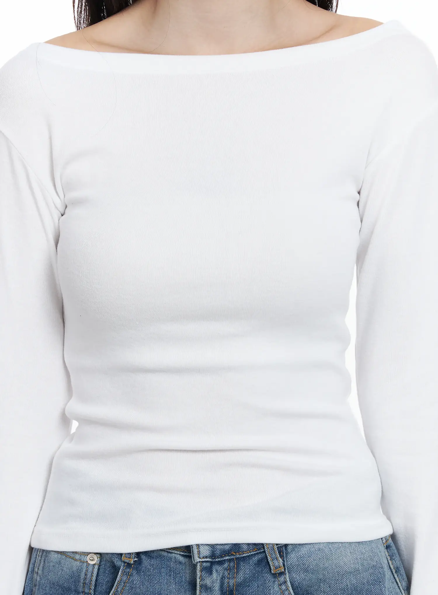 Basic Boat Neck Long Sleeve Top IF520 - Image 6