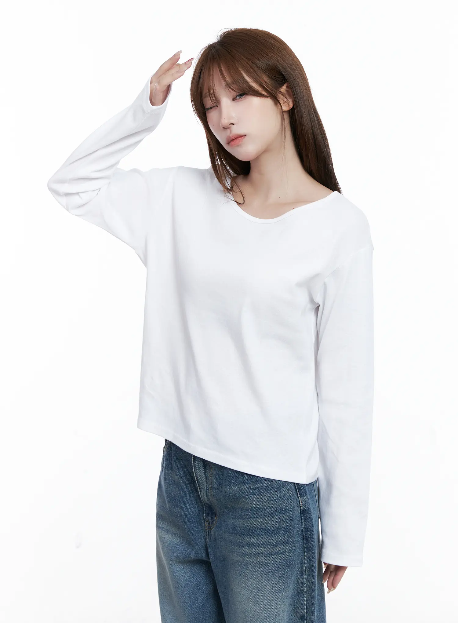 Basic Crew Neck Long Sleeve T-Shirt CG529 - Image 5