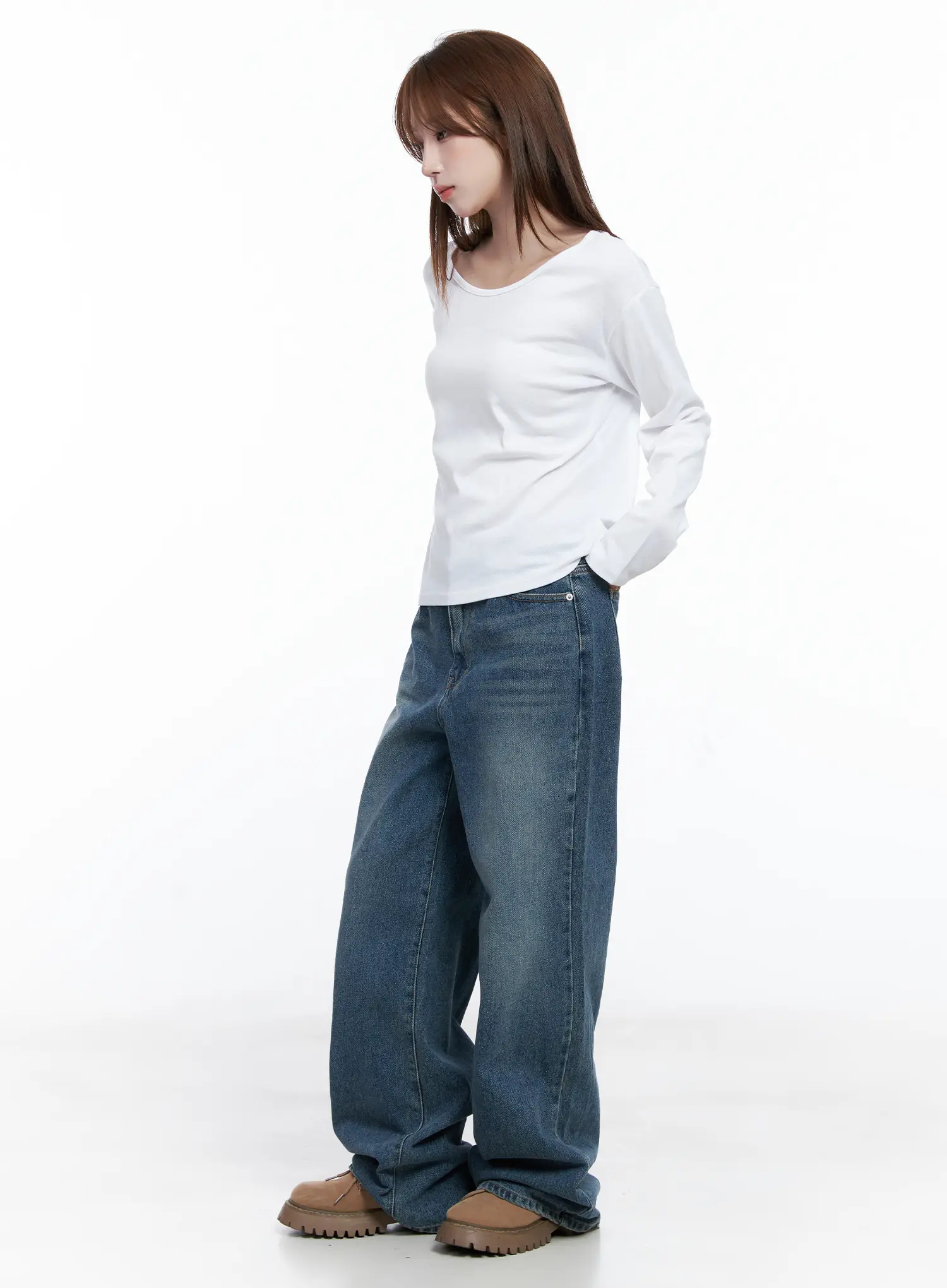 Basic Crew Neck Long Sleeve T-Shirt CG529 - Image 6