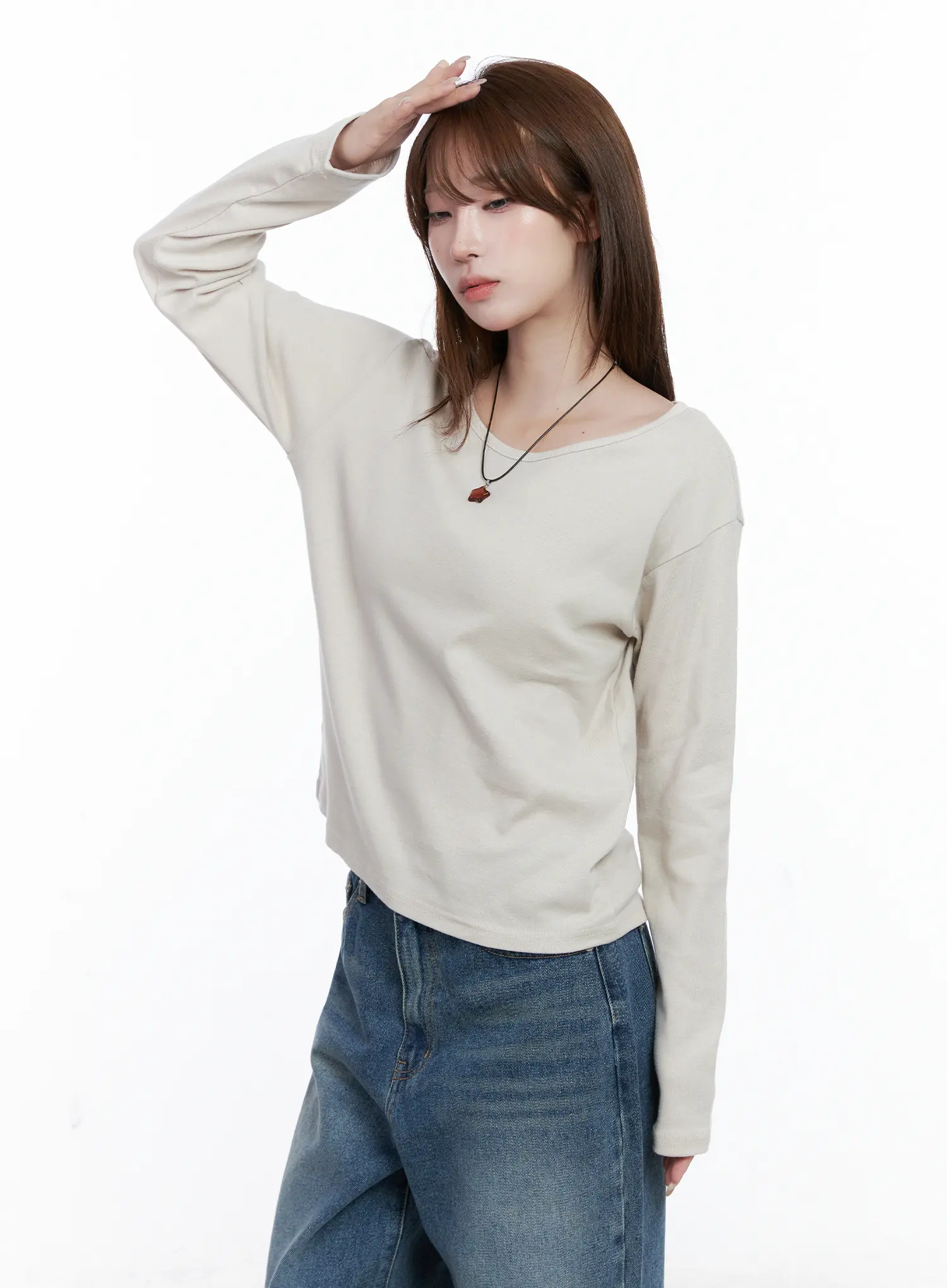 Basic Crew Neck Long Sleeve T-Shirt CG529 - Image 8