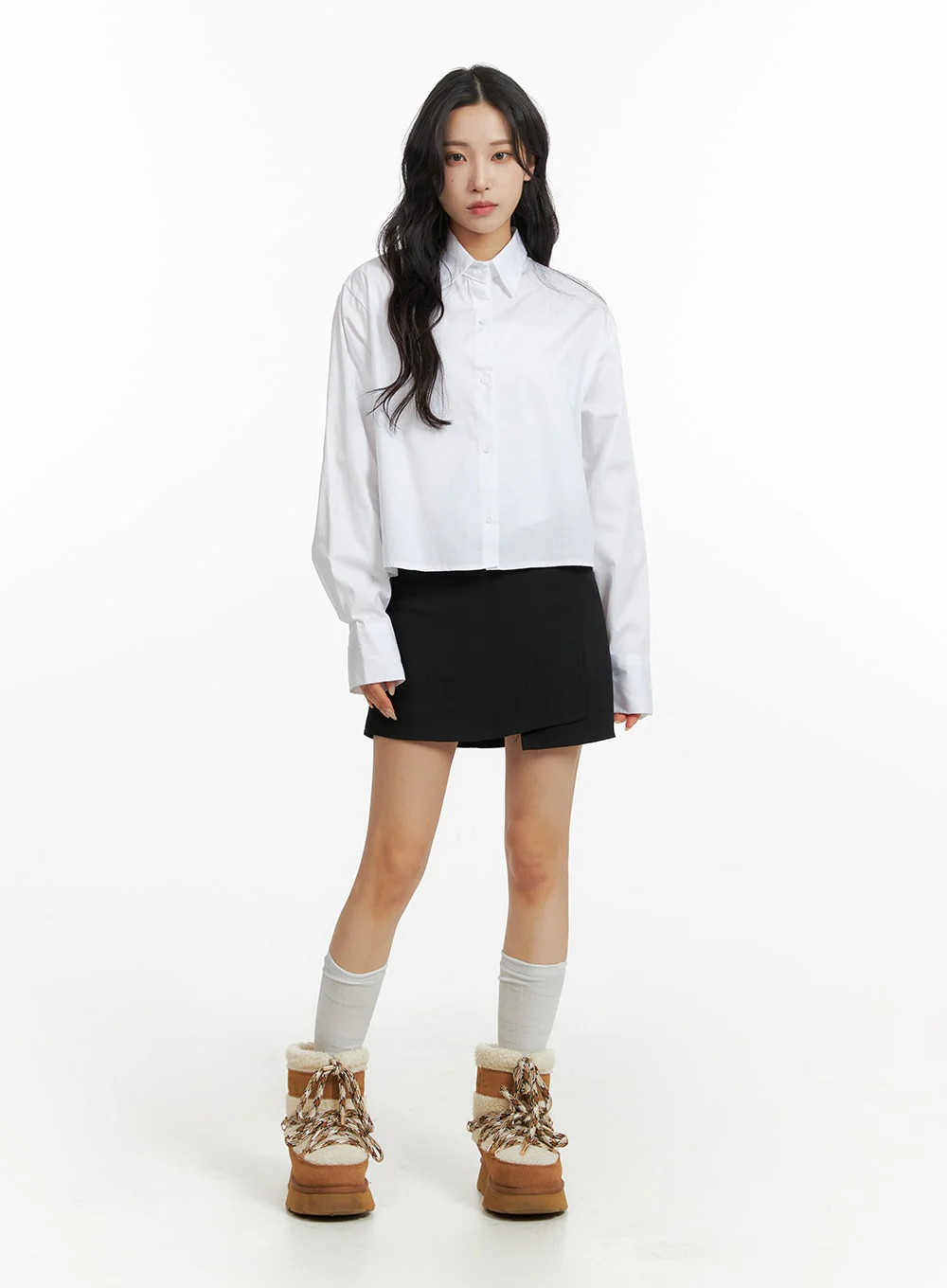 Basic Crop Collar Shirt CF415 - Image 2