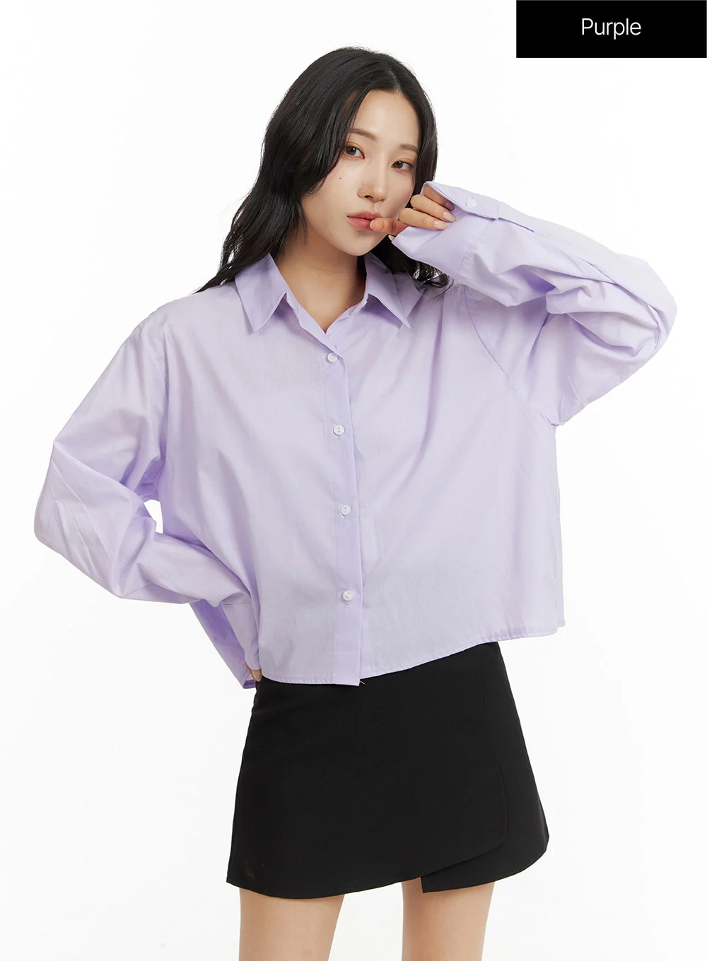 Basic Crop Collar Shirt CF415 - Image 7