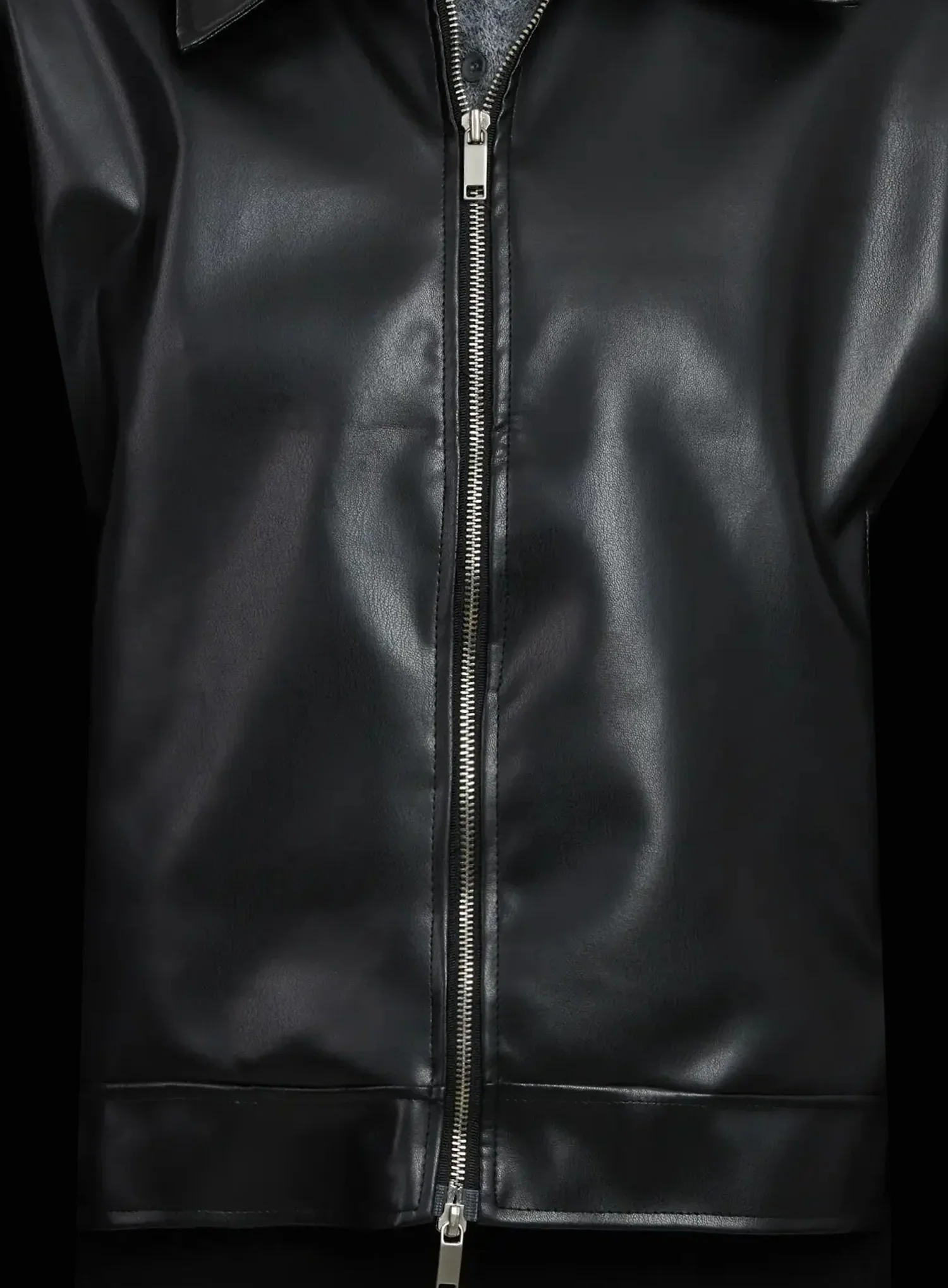 Basic Cropped Faux Leather Jacket IN507 - Image 4