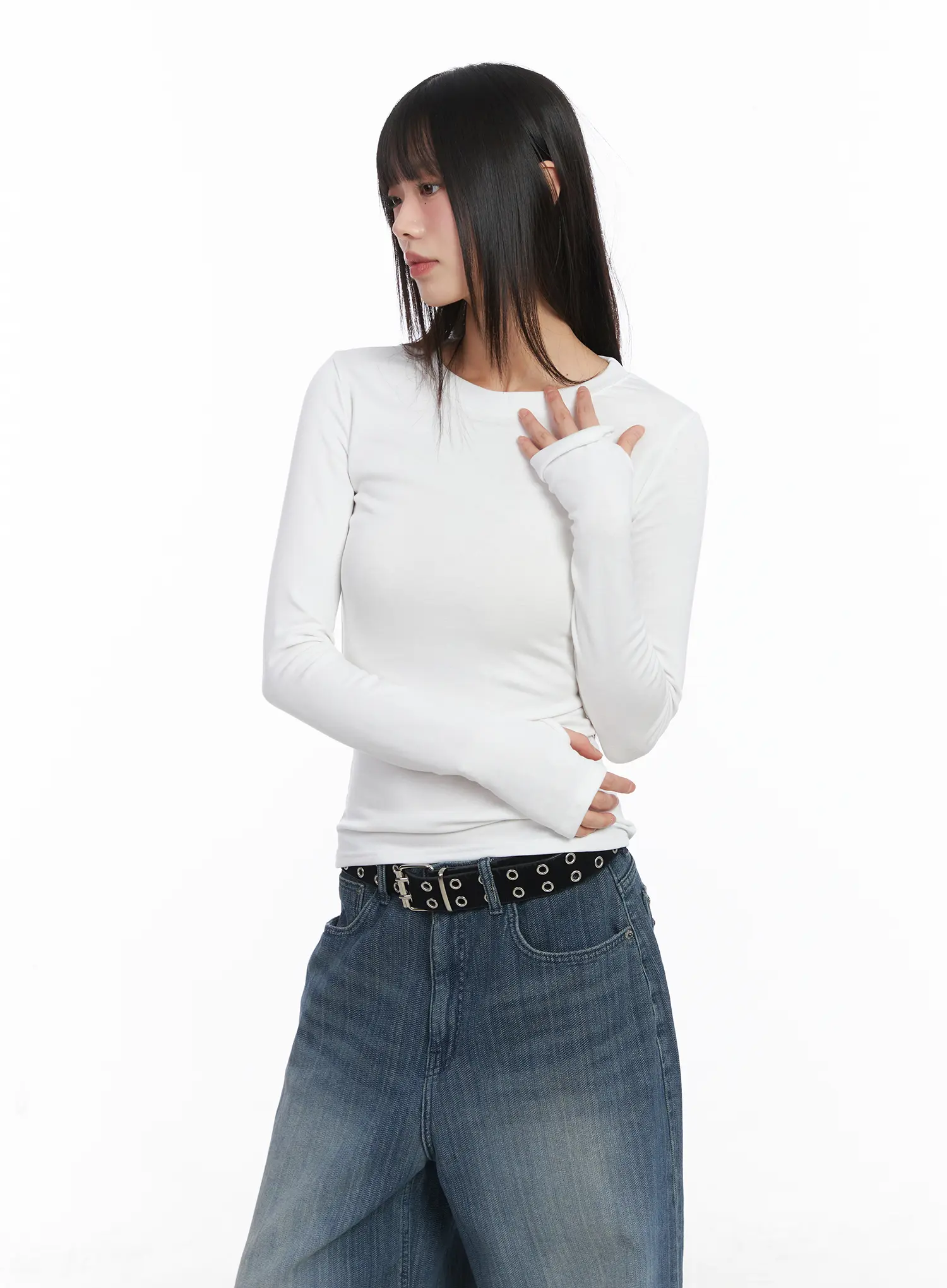Basic Fleece Long Sleeve Tee CJ501 - Image 6