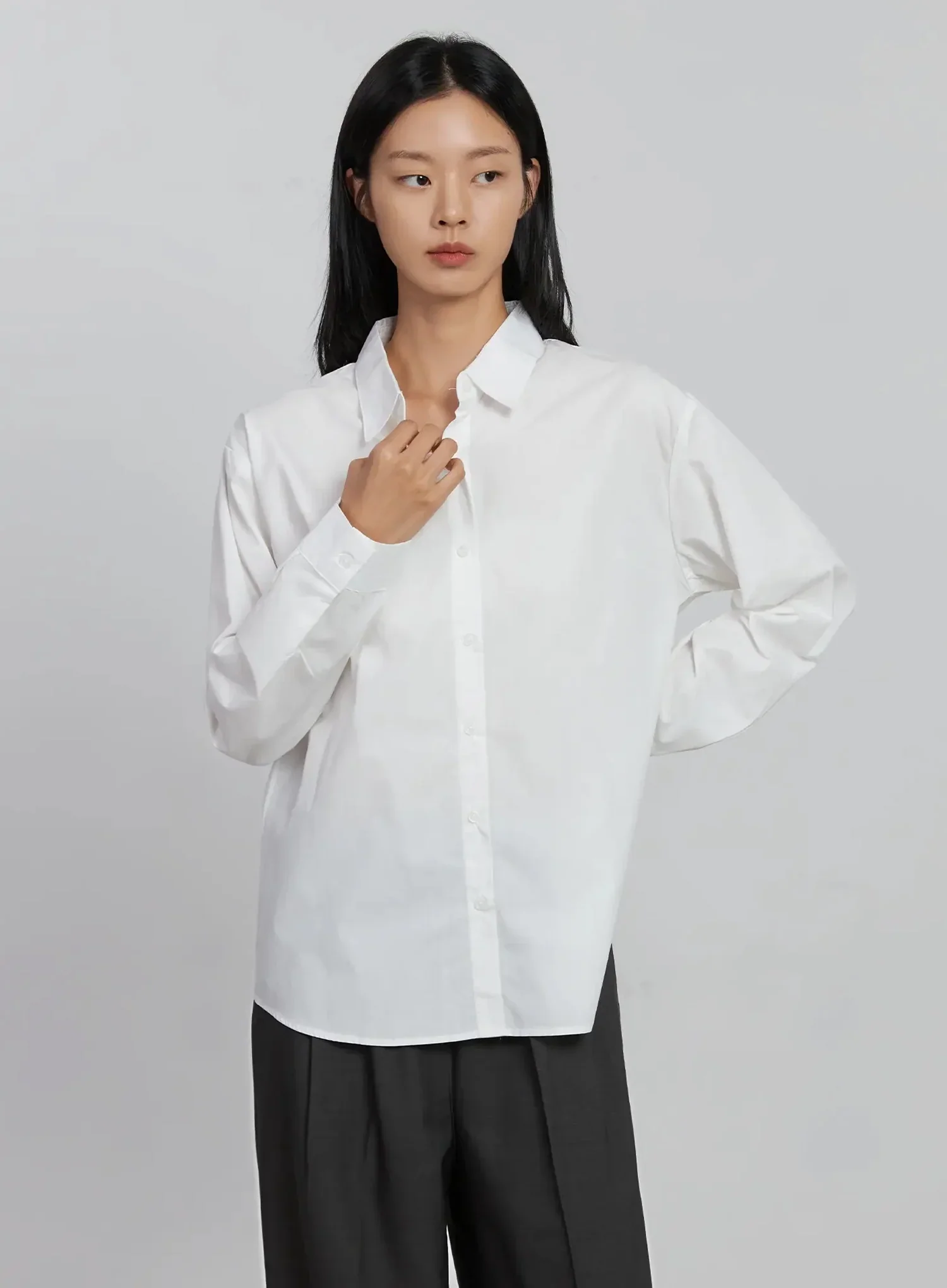 Basic Long Sleeve Button-Up Shirt ID516 - Image 2