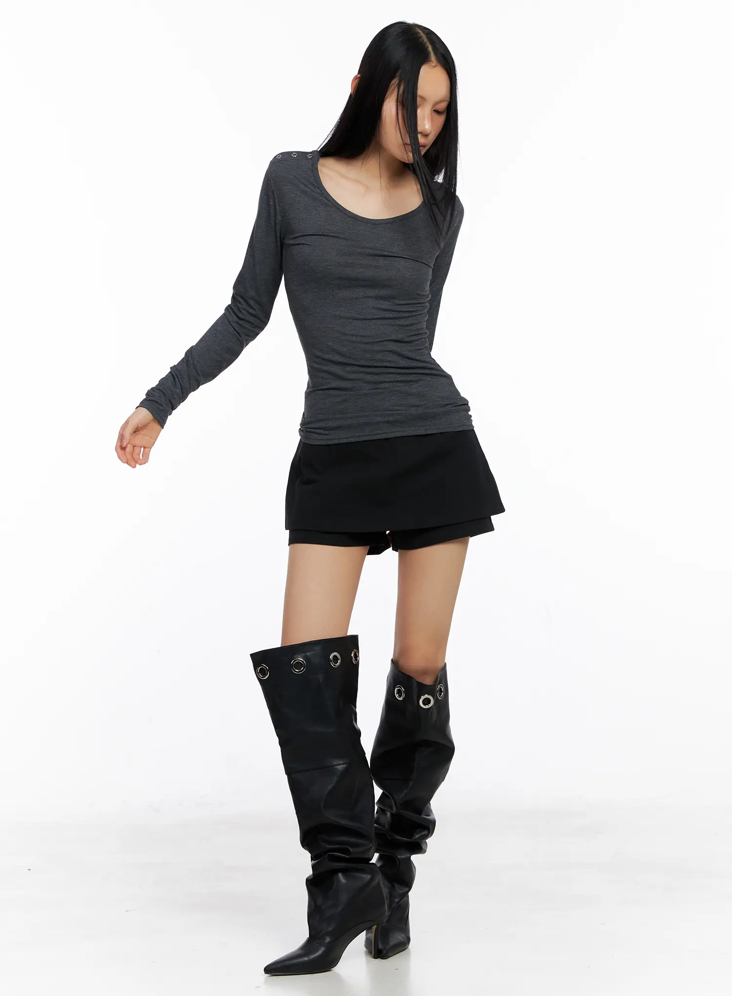 Basic Loose-Fit Mini Skorts CS509 - Image 5