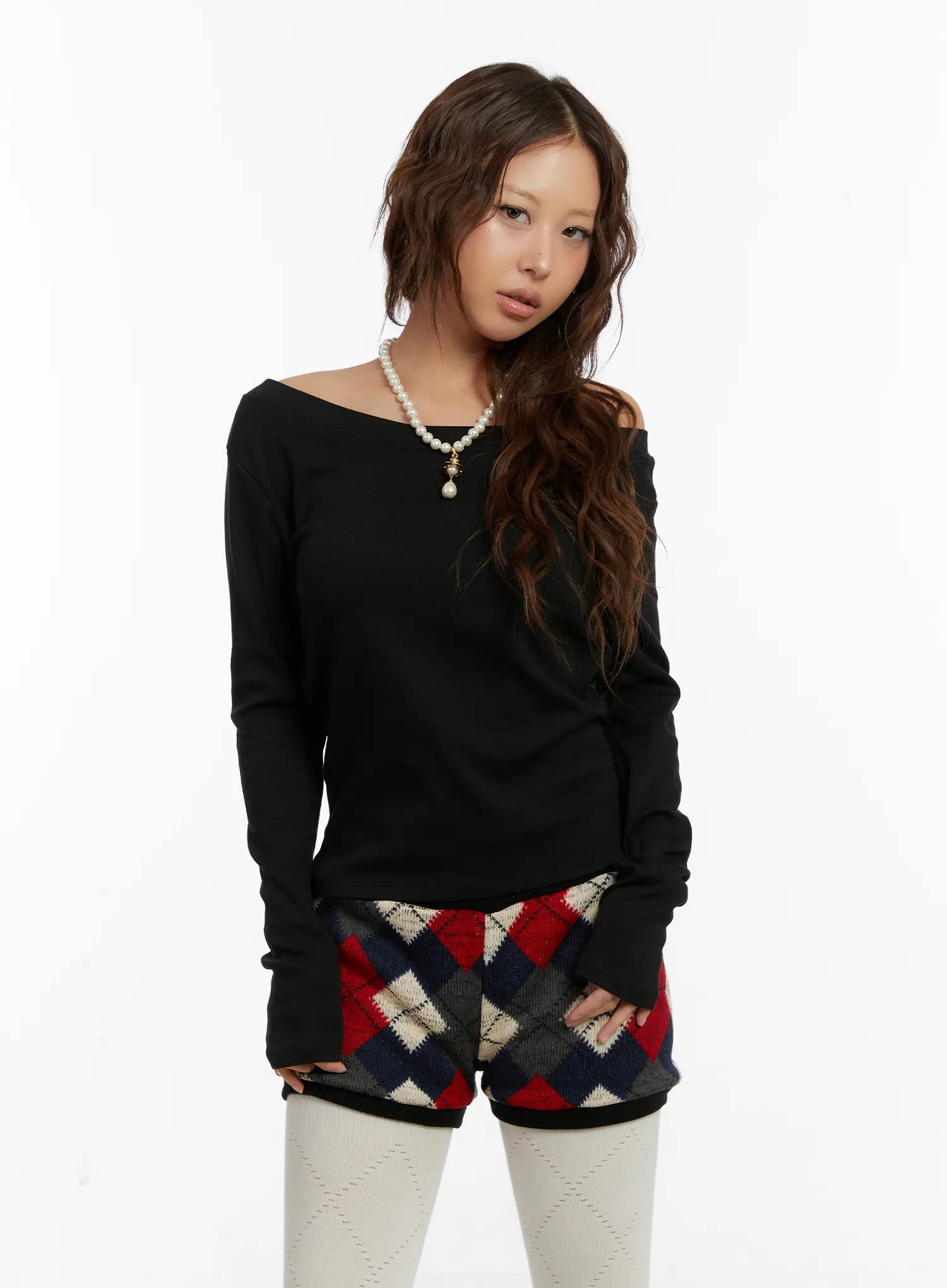 Basic Off-Shoulder Long Sleeve Top CD512 - Image 2