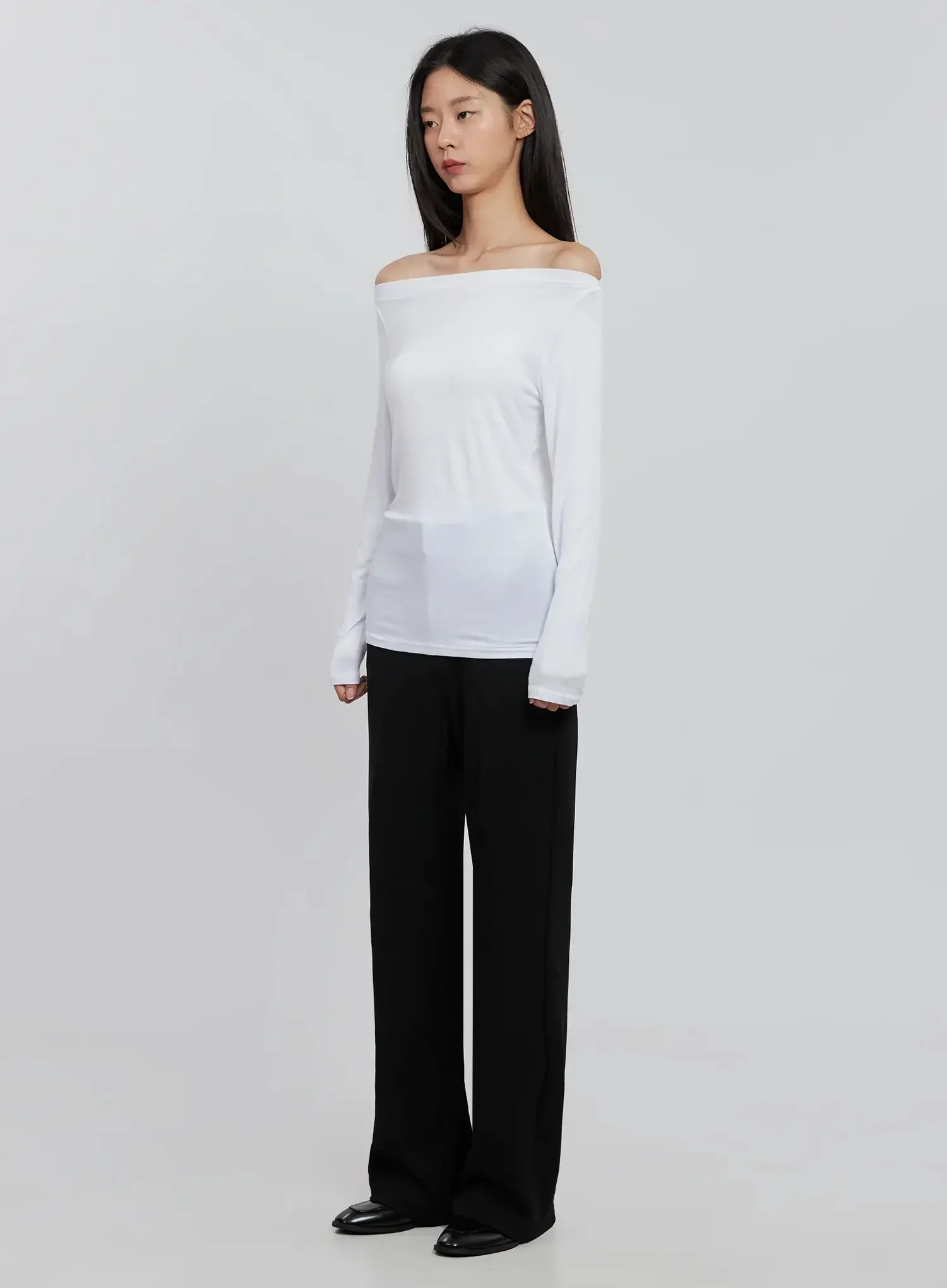 Basic Off-Shoulder Long Tee IN507 - Image 5