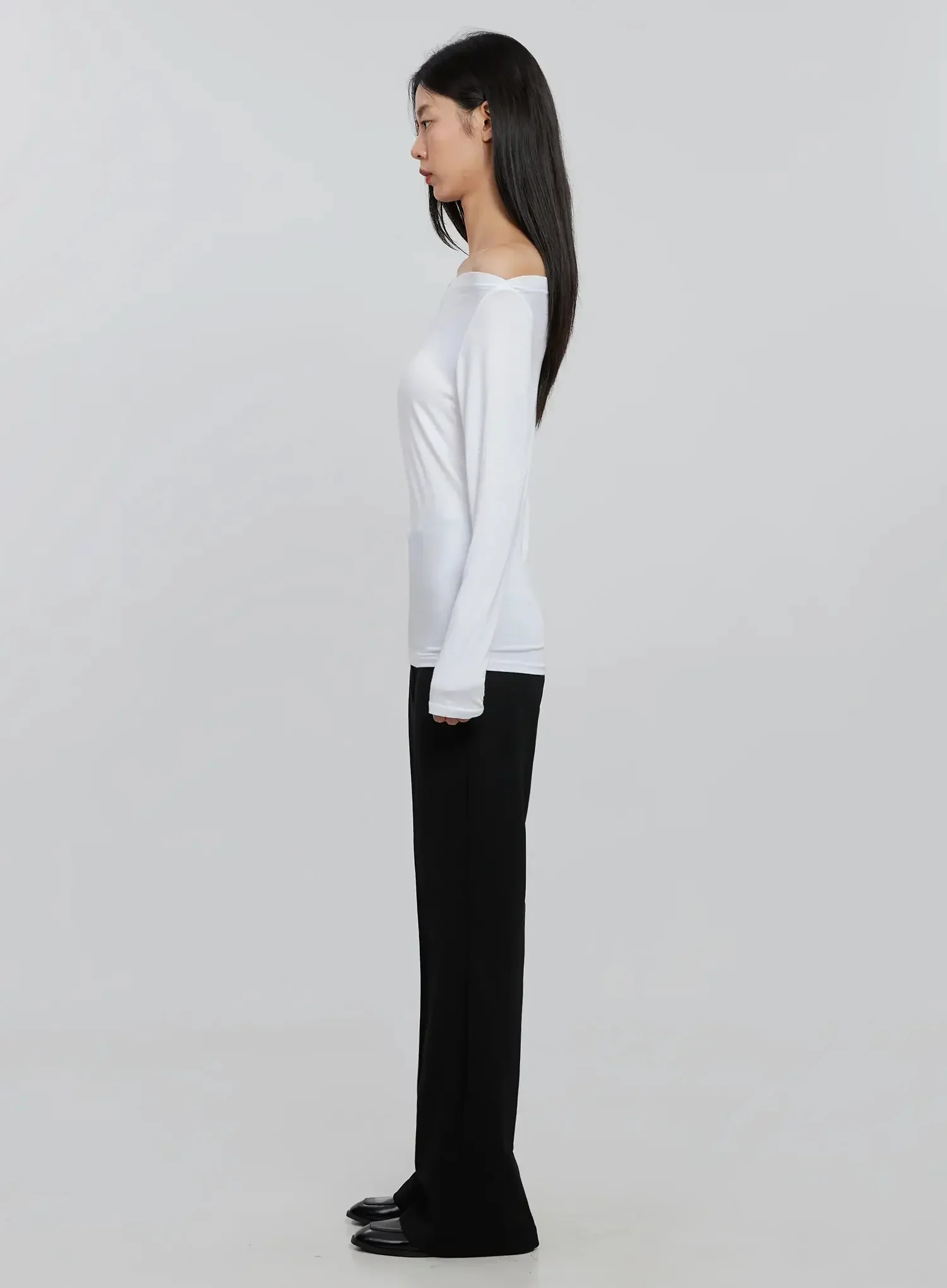 Basic Off-Shoulder Long Tee IN507 - Image 6