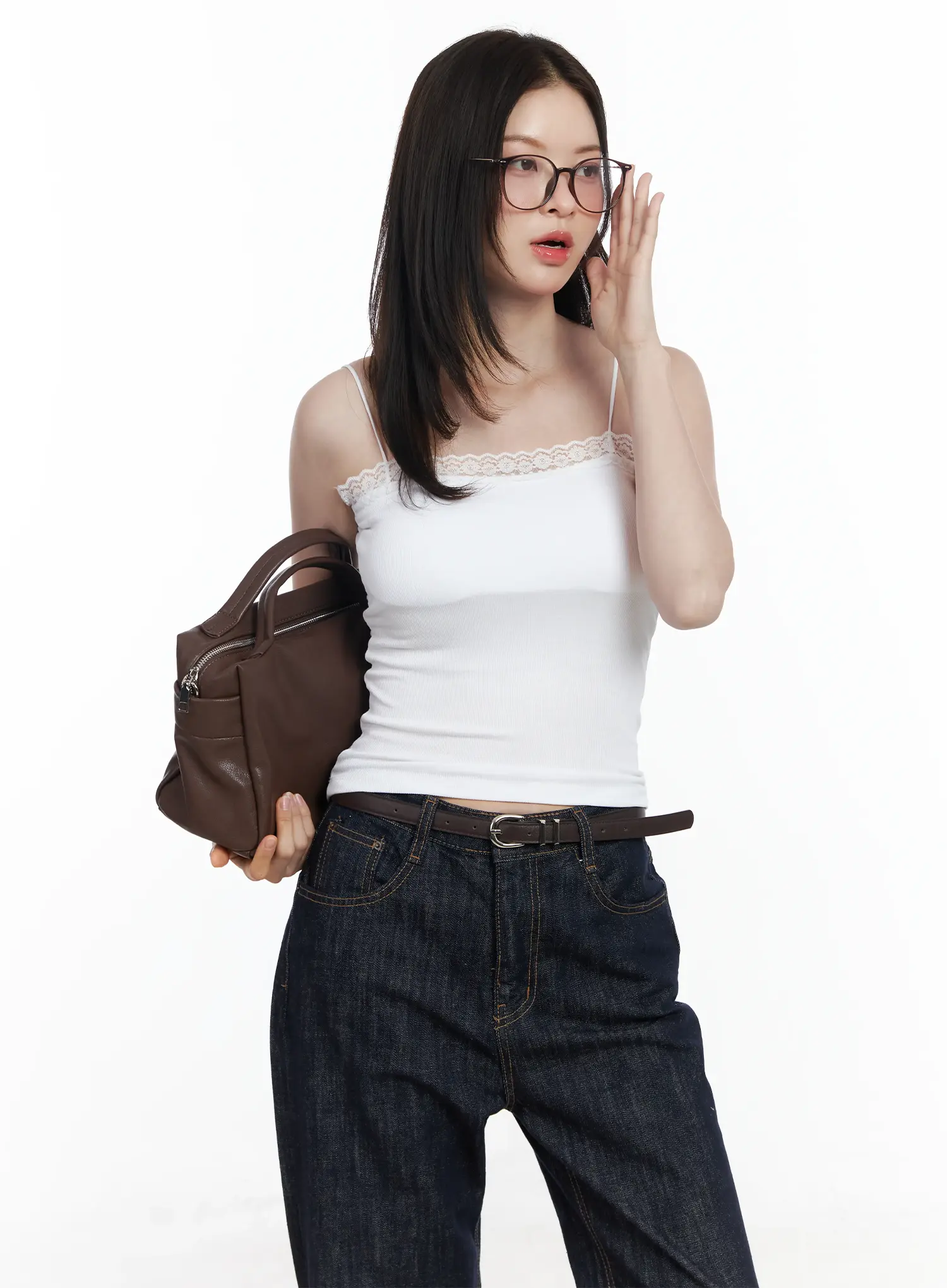 Basic Ribbed Lace Tank Top IF520