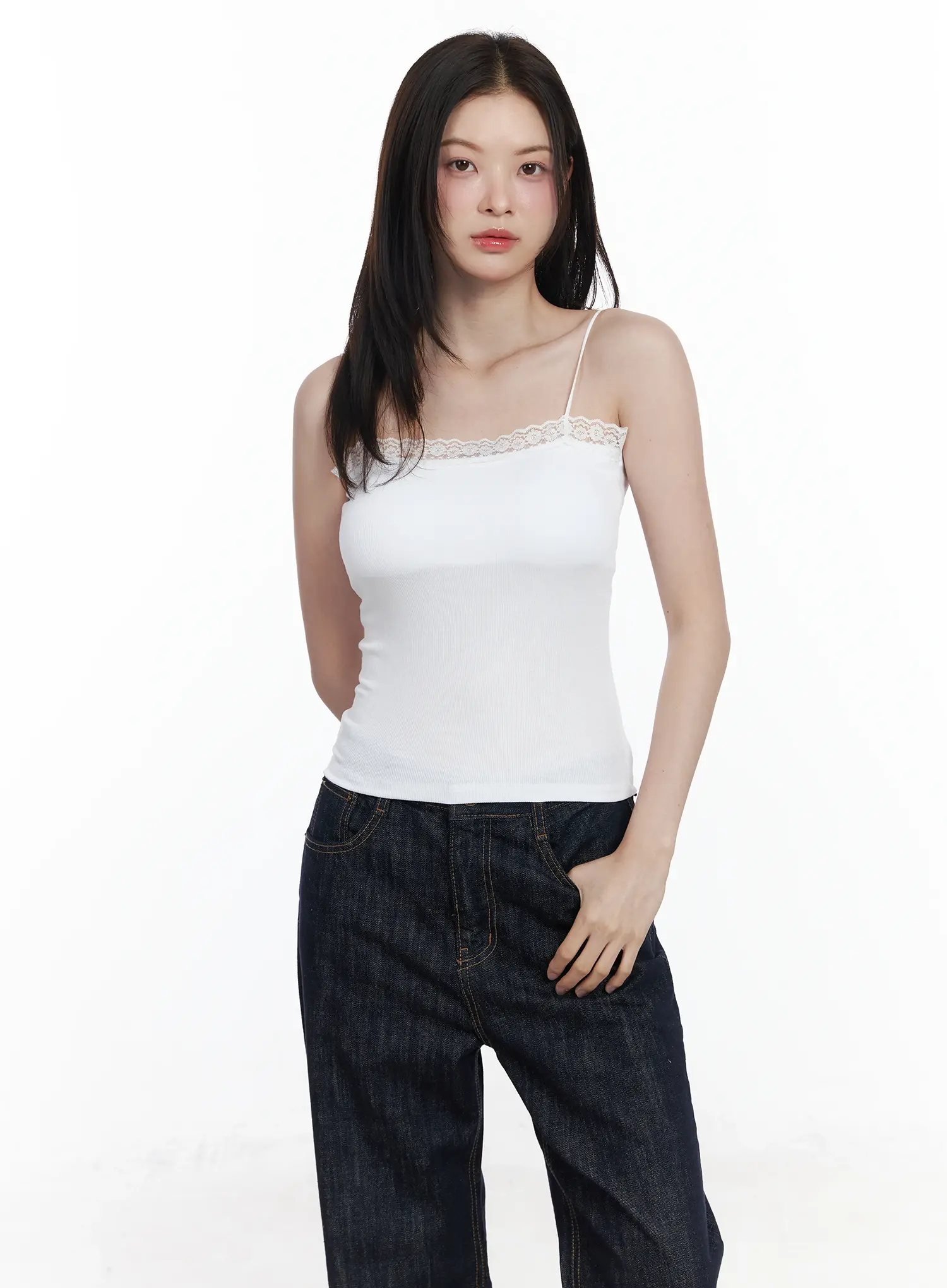 Basic Ribbed Lace Tank Top IF520 - Image 11