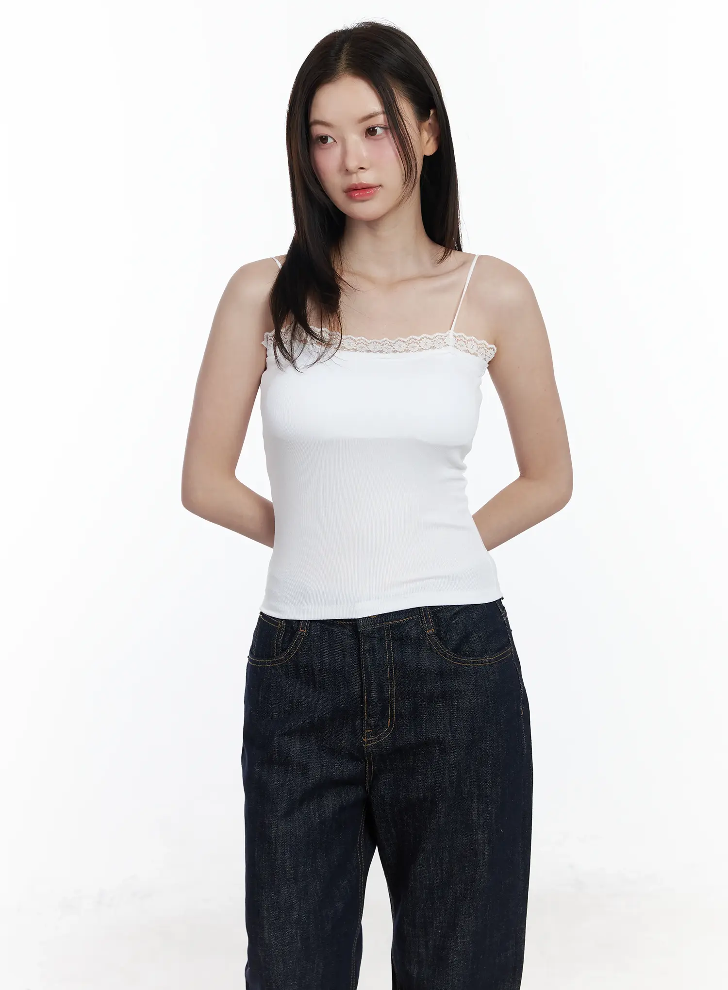 Basic Ribbed Lace Tank Top IF520 - Image 4