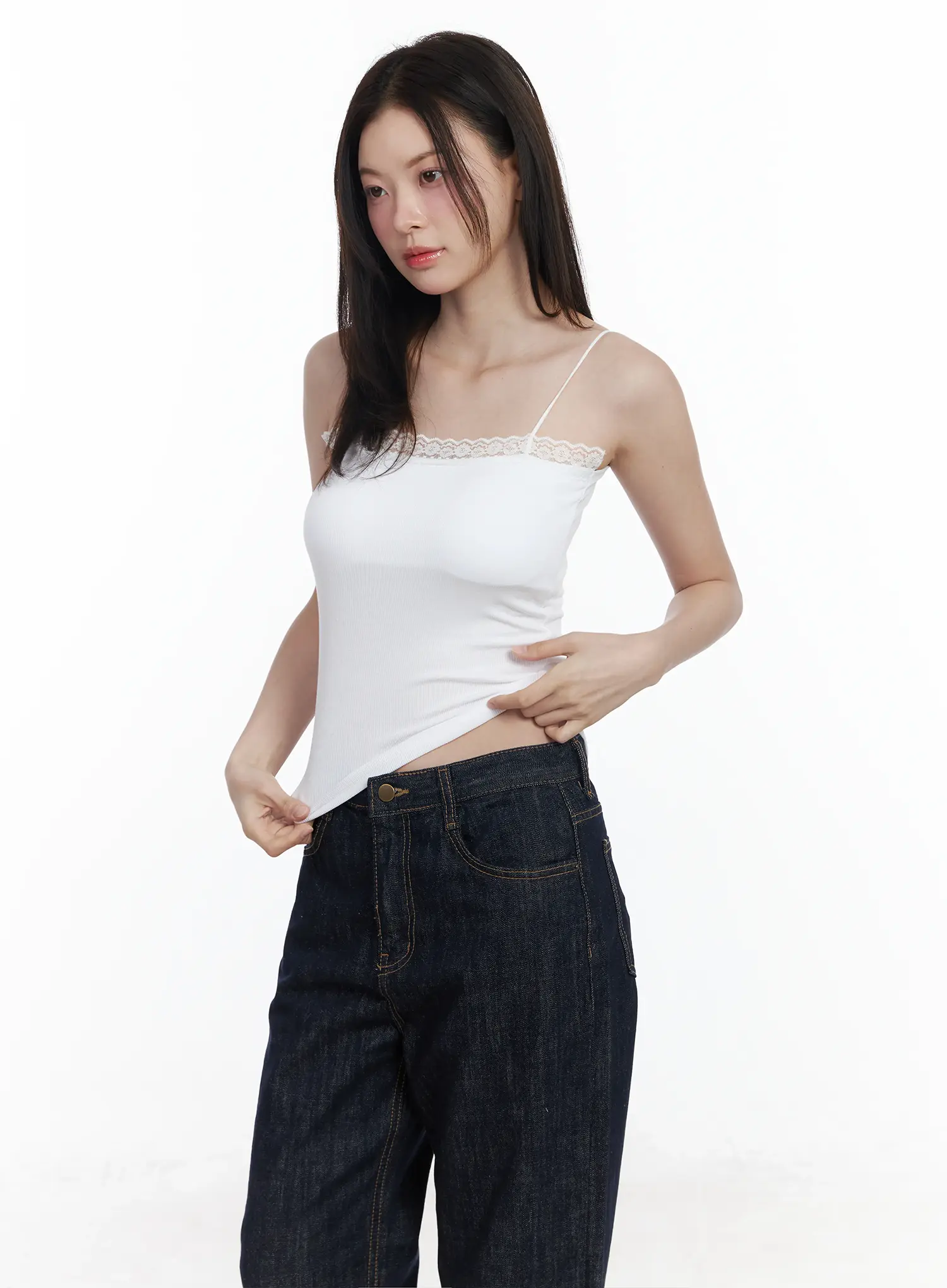 Basic Ribbed Lace Tank Top IF520 - Image 5