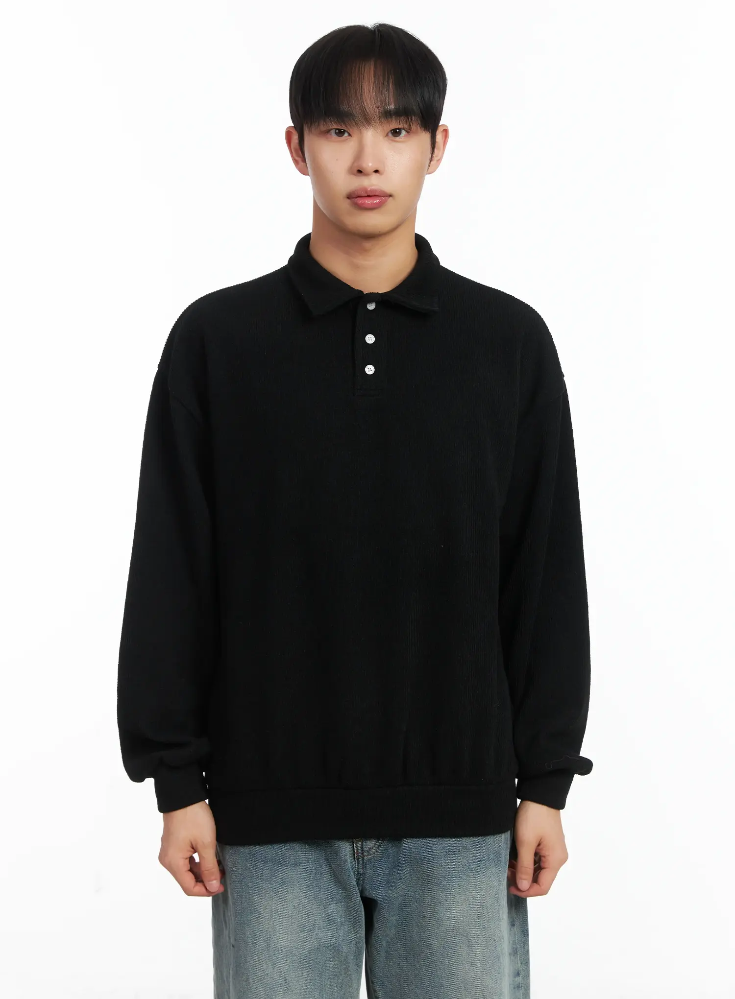 Basic Ribbed Polo Long Sleeve Top ID515 - Image 11