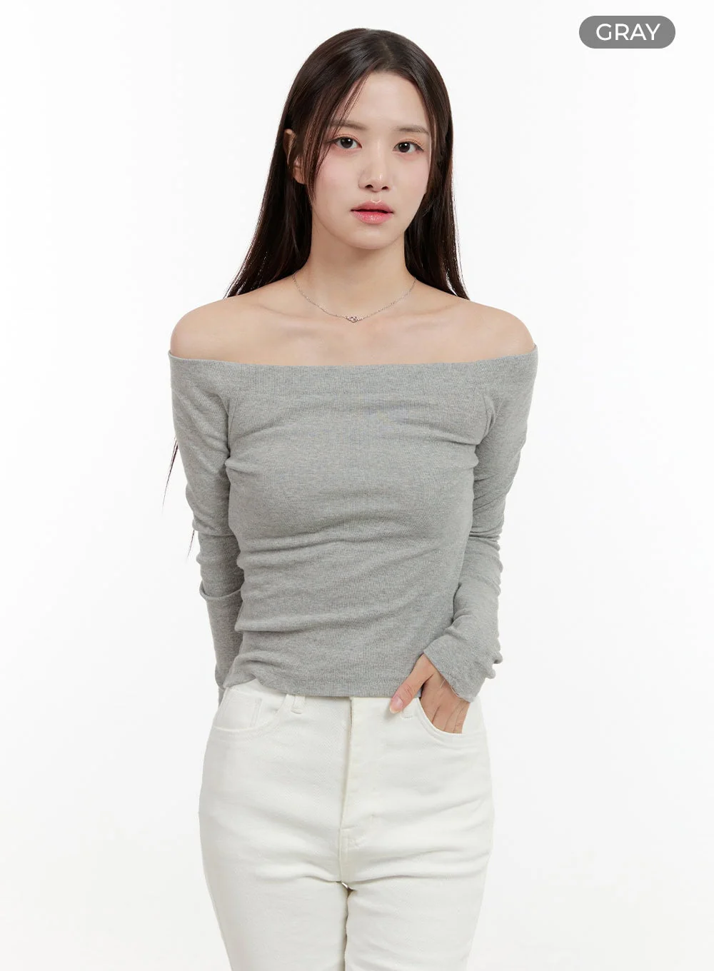 Basic Slim Off-Shoulder Top OG429 - Image 9