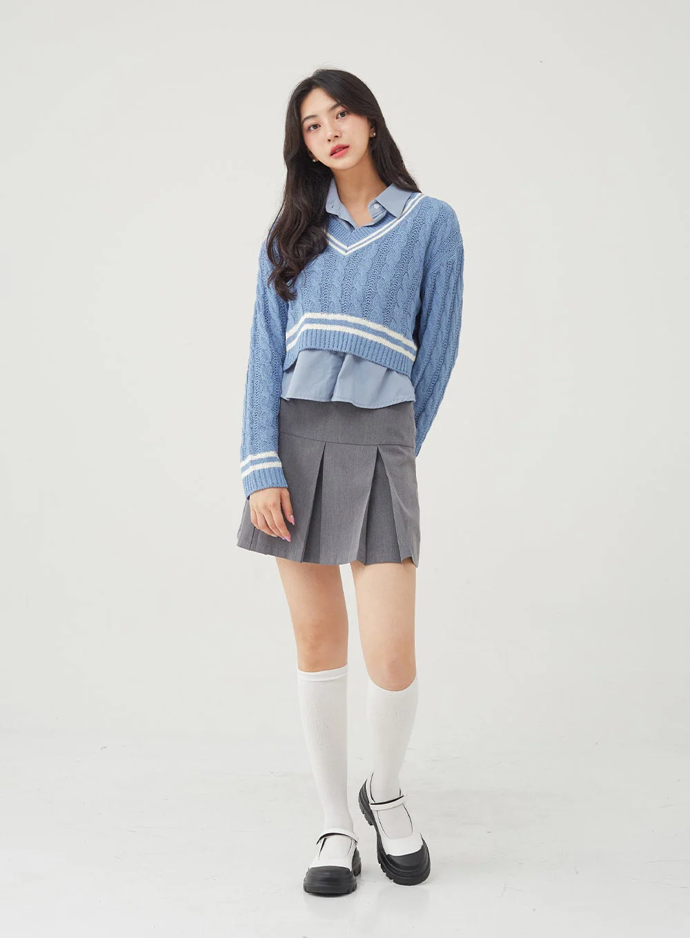 Basic Tone Down Color Crop Shirt BG23 - Image 12