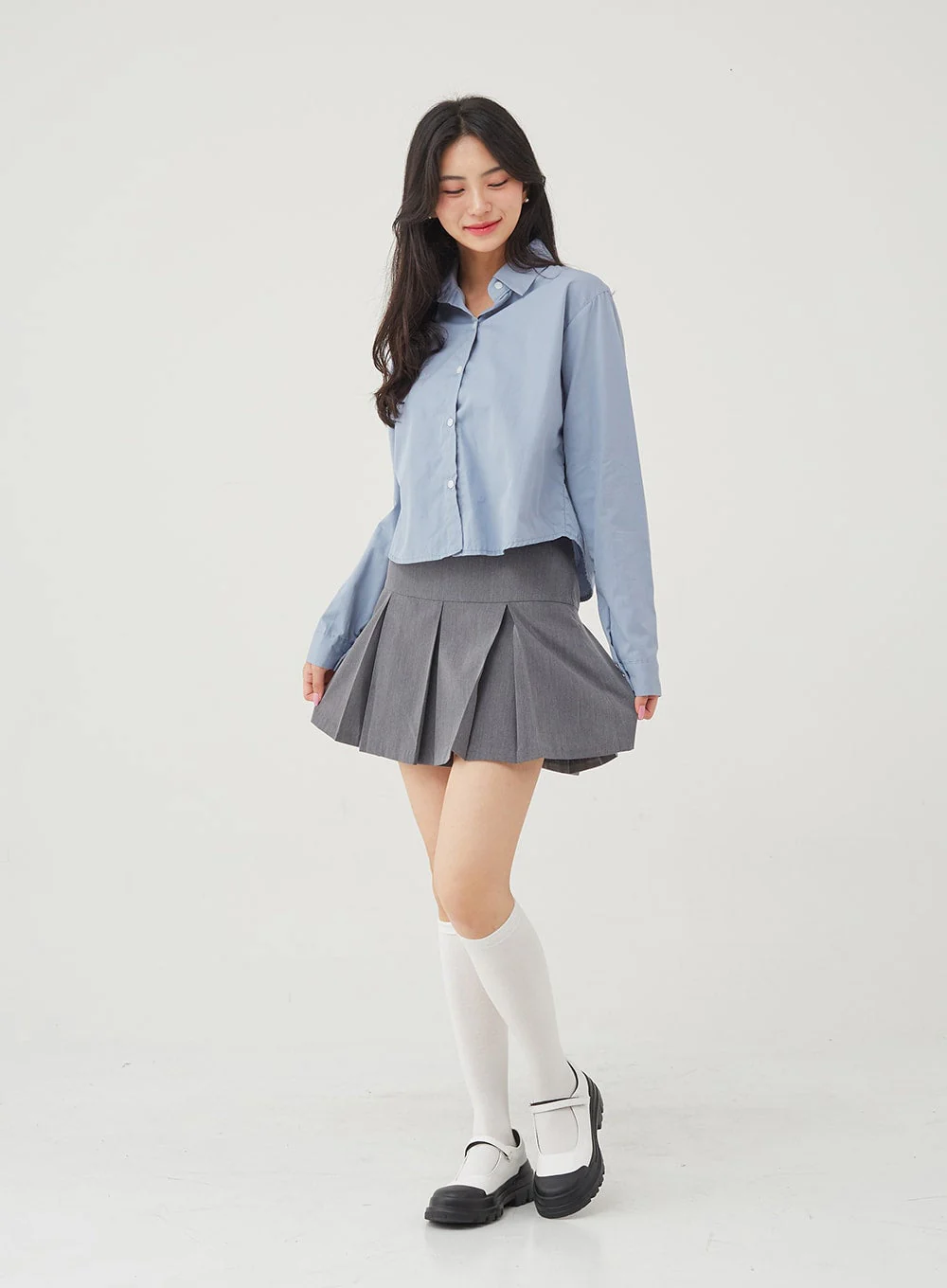 Basic Tone Down Color Crop Shirt BG23 - Image 2