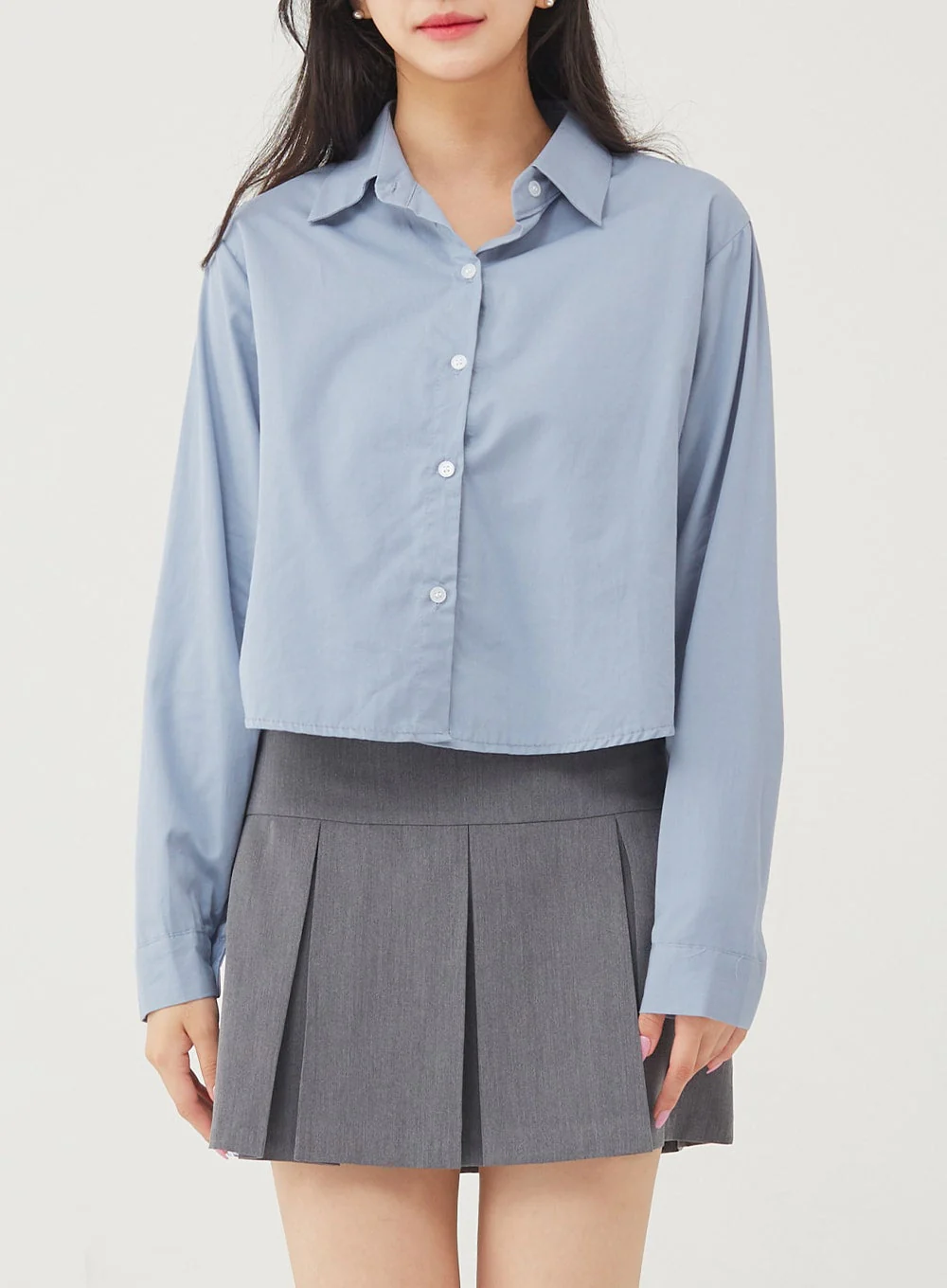 Basic Tone Down Color Crop Shirt BG23 - Image 32